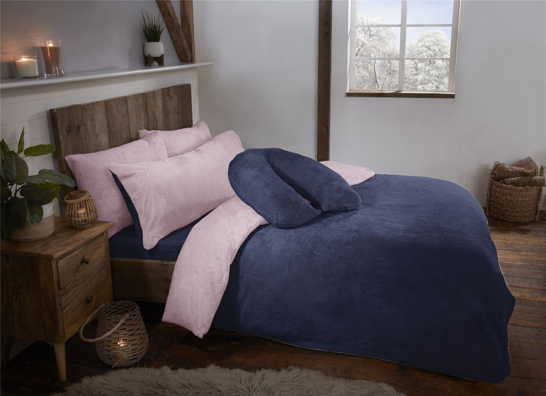 Reversible Teddy Fleece Fur Soft Cosy Duvet Quilt Cover Set Inc Pillowcases - Picture 3 of 10