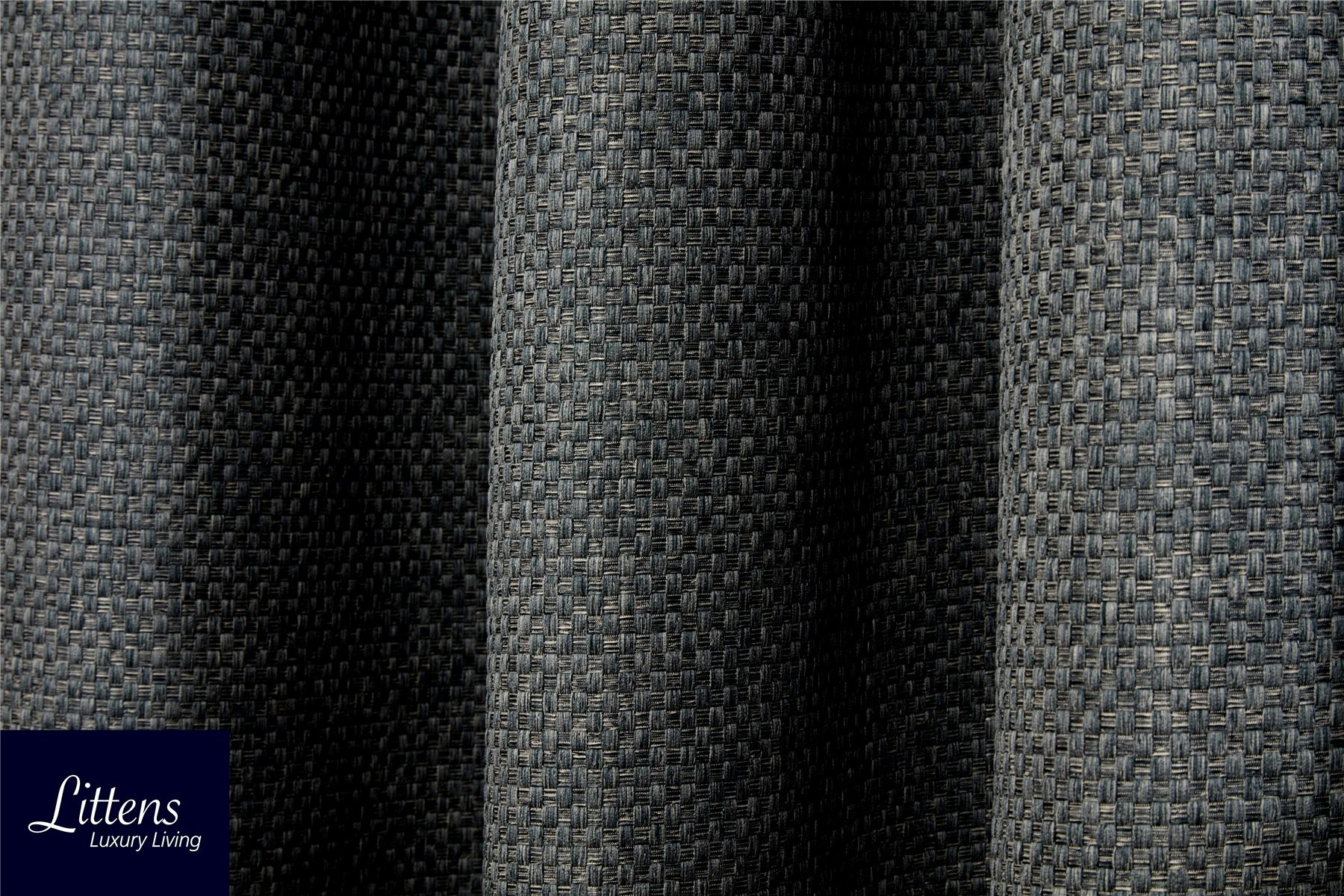Luxury Woven Basket Weave Thermal Blackout 3" Pencil Pleat Lined Pair Curtains - Picture 4 of 4