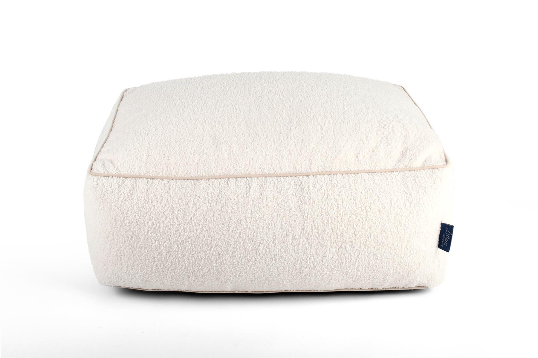 Teddy Boucle Rectangle Footstool Bean Bag Pouffe Ottoman Low Seat 65cm x 45cm - Picture 9 of 12