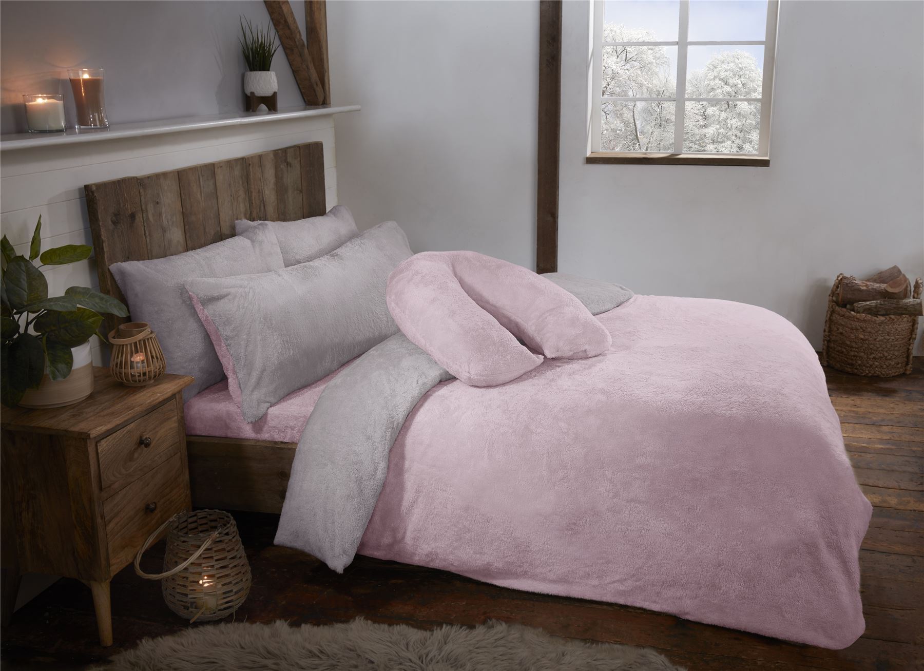 Reversible Teddy Fleece Fur Soft Cosy Duvet Quilt Cover Set Inc Pillowcases - Picture 4 of 10