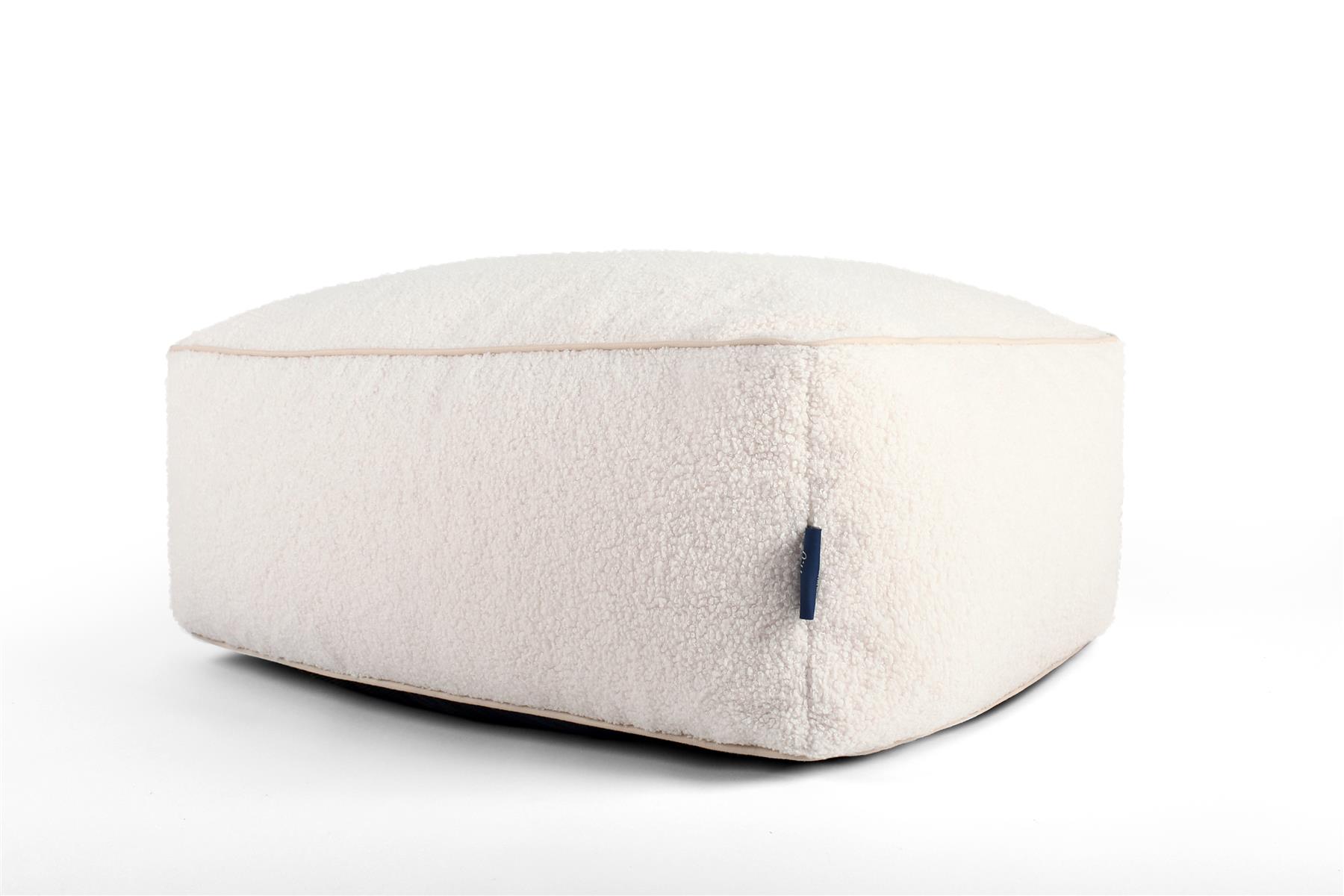 Teddy Boucle Rectangle Footstool Bean Bag Pouffe Ottoman Low Seat 65cm x 45cm - Picture 8 of 12
