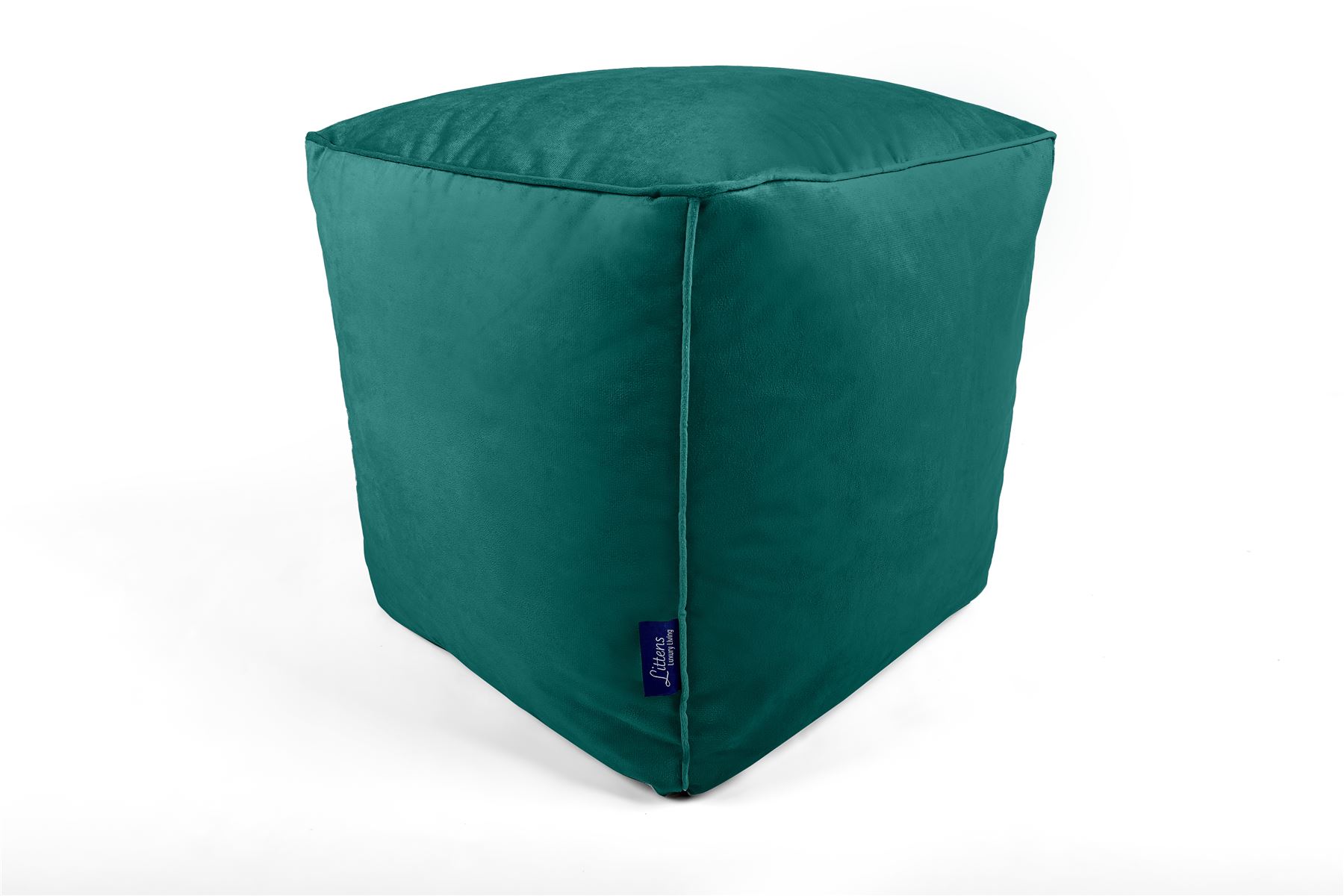 Bolsa de Frijoles Cubo Cuadrado, Terciopelo Suave de Lujo, Reposapiés Puf Otomano, Tubería, 41 cm - Imagen 26 de 32
