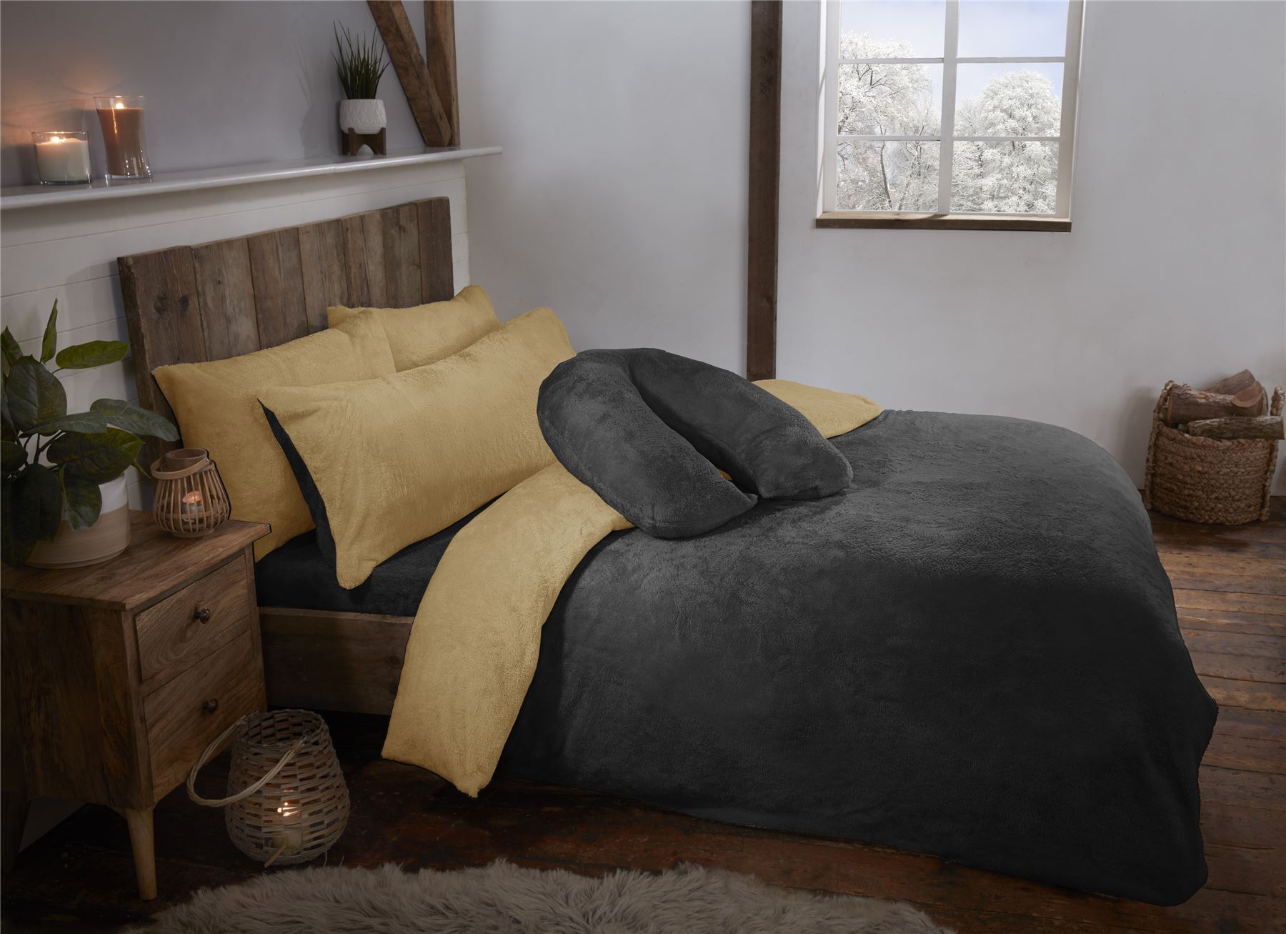 Reversible Teddy Fleece Fur Soft Cosy Duvet Quilt Cover Set Inc Pillowcases - Picture 5 of 10