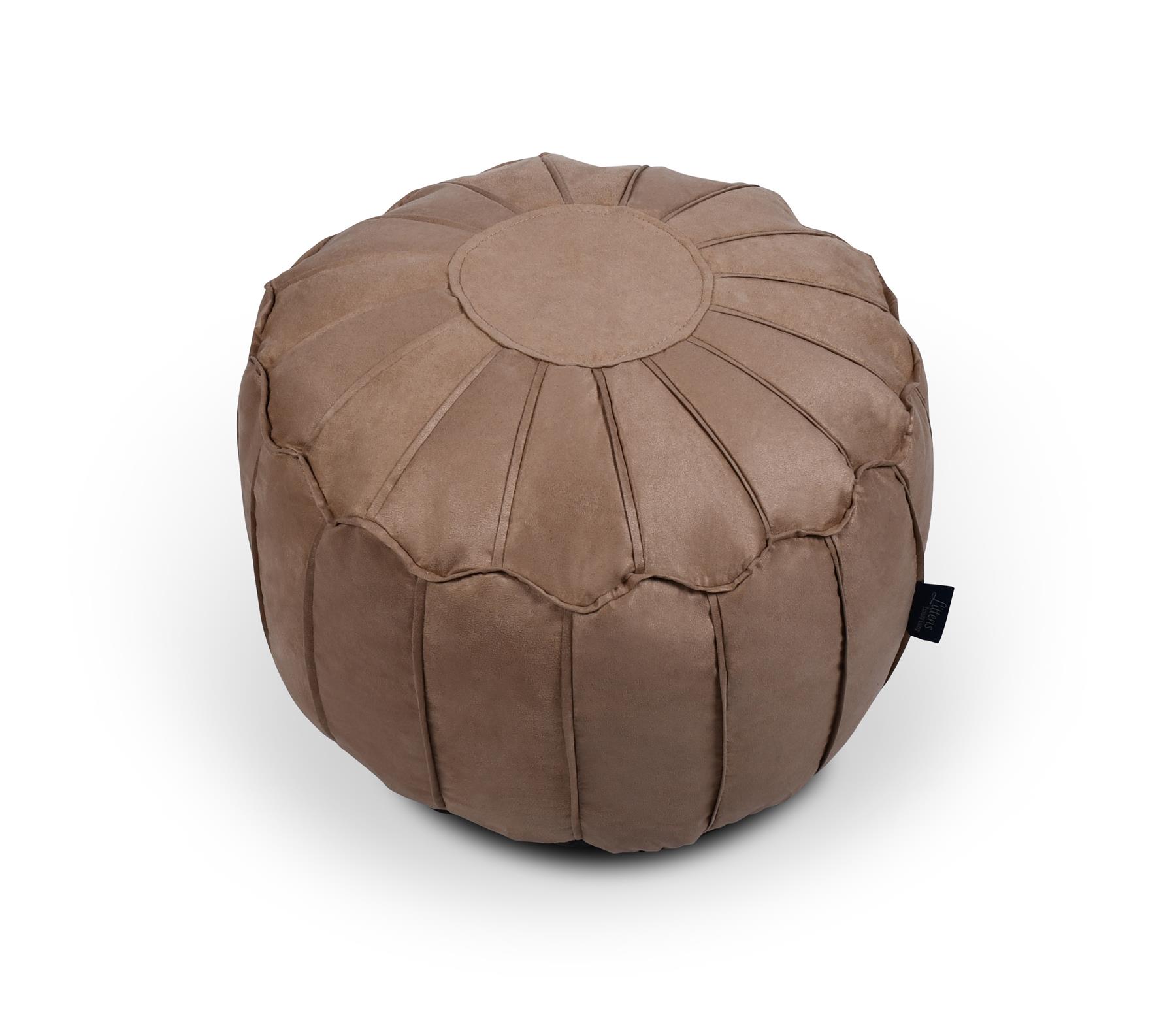 Kunstleder Rund Marokkanisch Sitzsack Pouf Sitz Sitzsack Fußbank Paspelierte Kanten - Bild 18 von 21