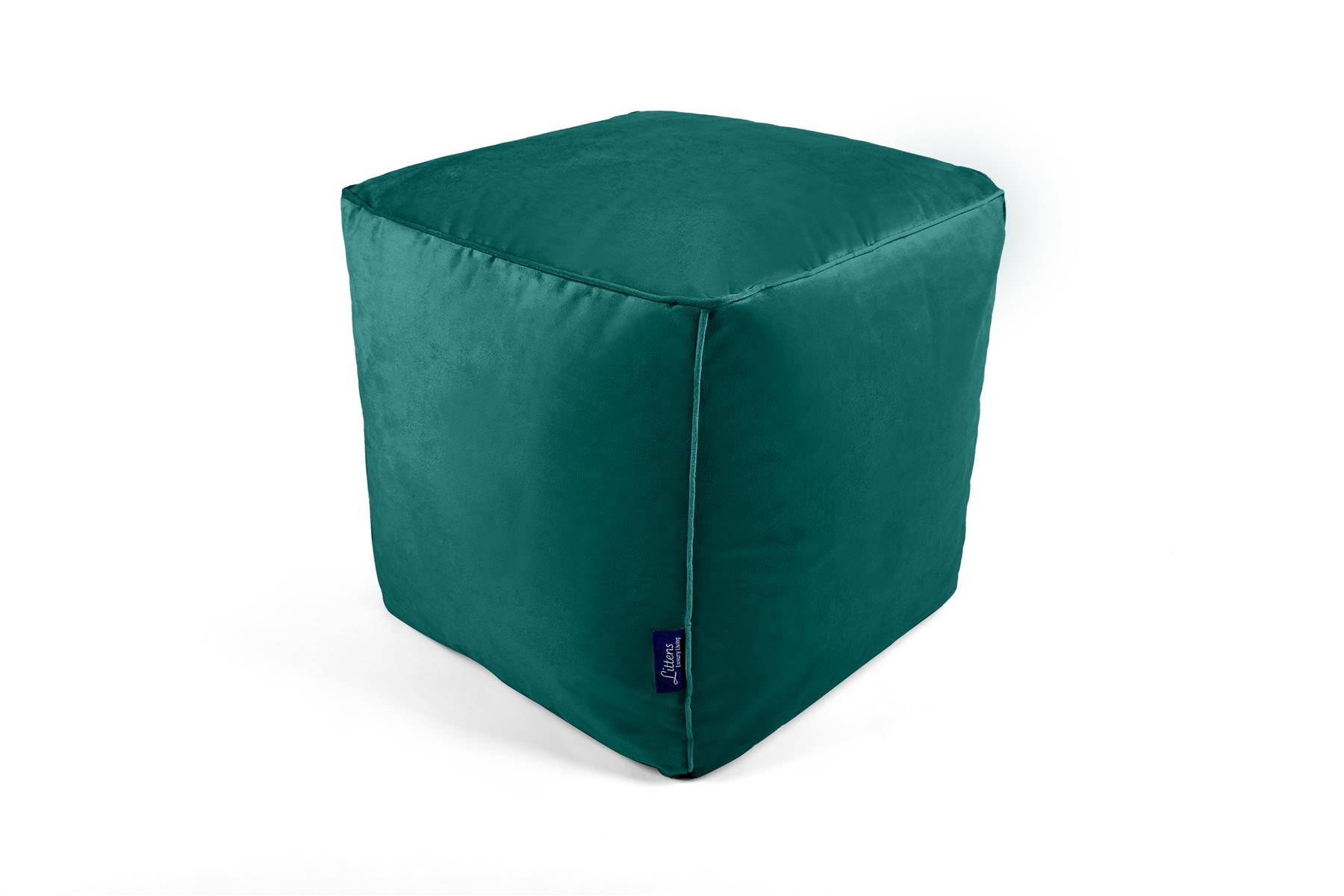 Bolsa de Frijoles Cubo Cuadrado, Terciopelo Suave de Lujo, Reposapiés Puf Otomano, Tubería, 41 cm - Imagen 30 de 32