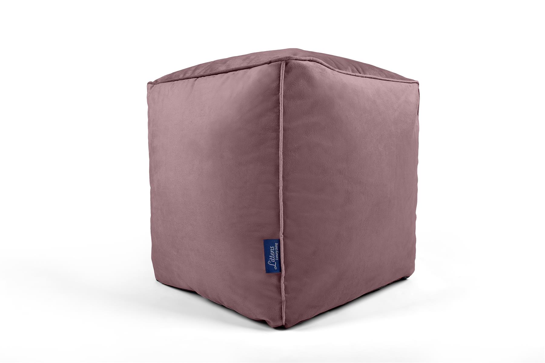 Bolsa de Frijoles Cubo Cuadrado, Terciopelo Suave de Lujo, Reposapiés Puf Otomano, Tubería, 41 cm - Imagen 15 de 32