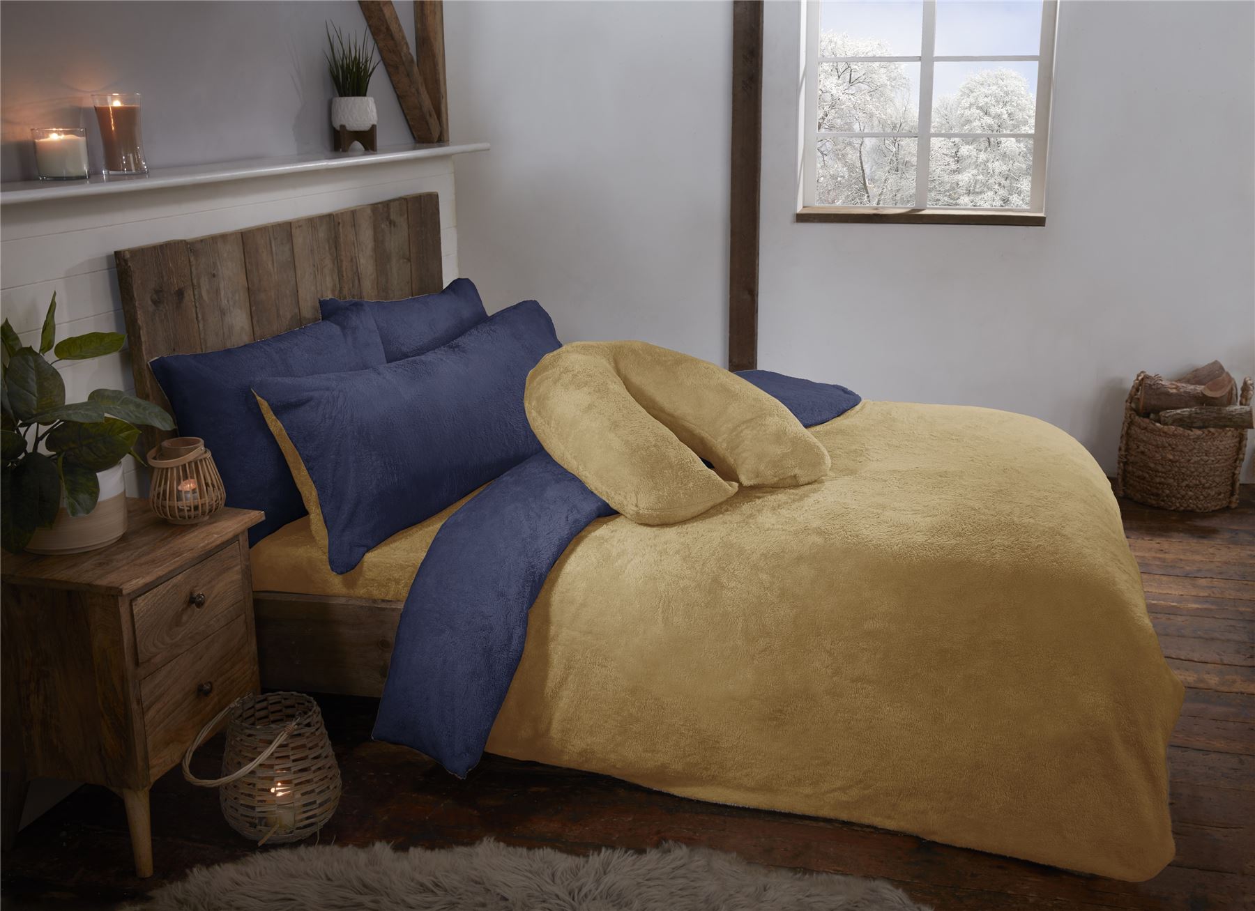 Reversible Teddy Fleece Fur Soft Cosy Duvet Quilt Cover Set Inc Pillowcases - Picture 9 of 10