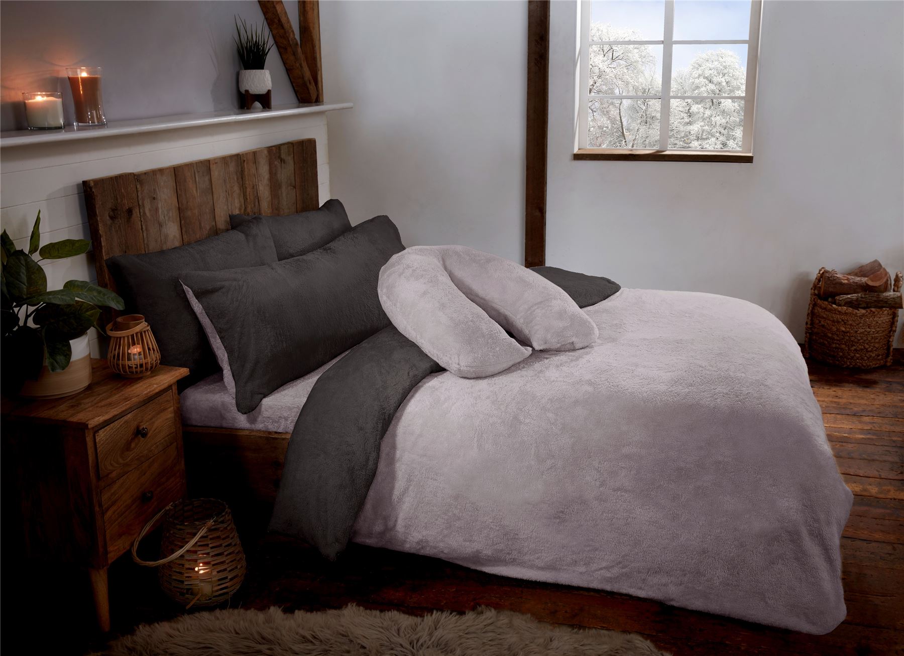 Reversible Teddy Fleece Fur Soft Cosy Duvet Quilt Cover Set Inc Pillowcases - Picture 6 of 10