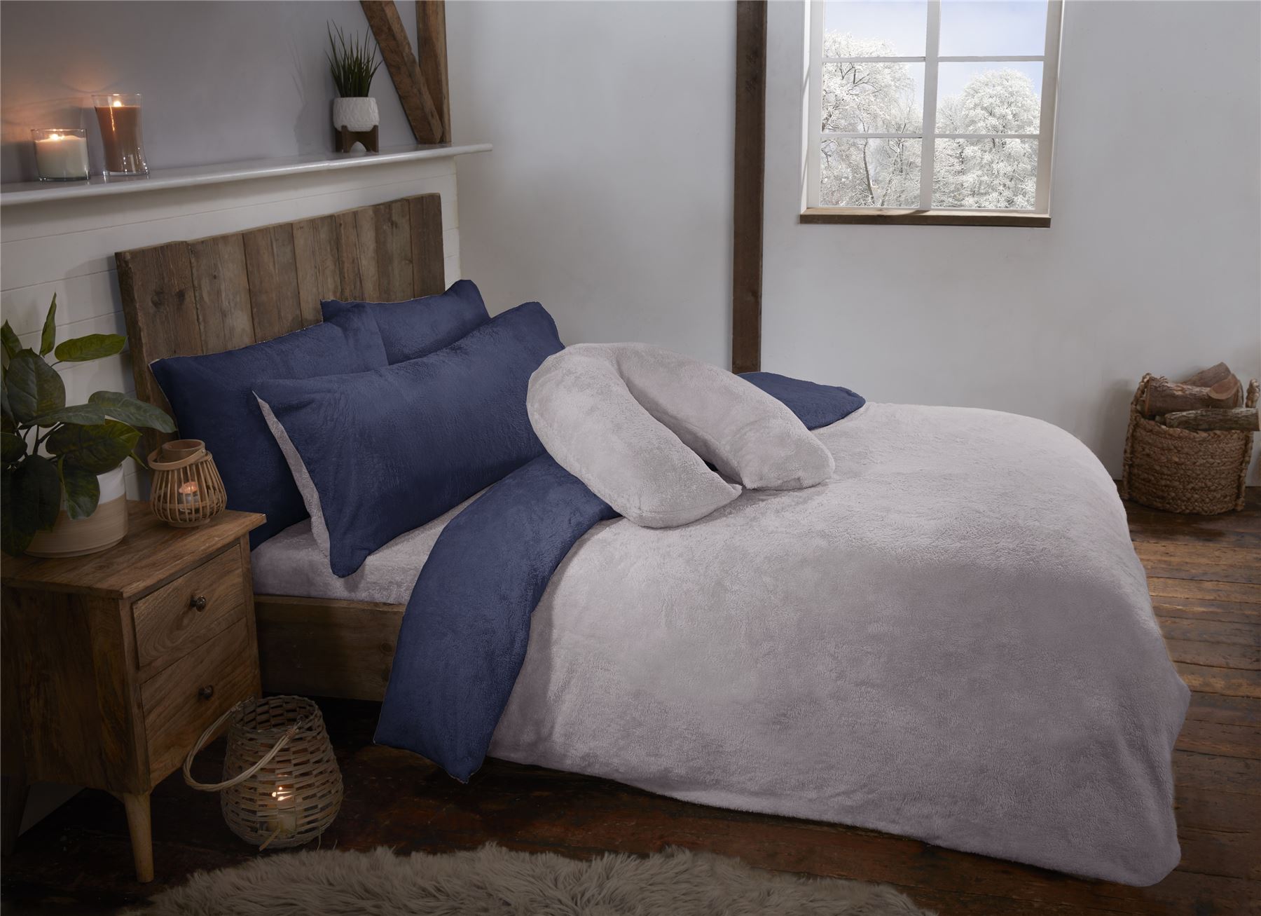 Reversible Teddy Fleece Fur Soft Cosy Duvet Quilt Cover Set Inc Pillowcases - Picture 8 of 10