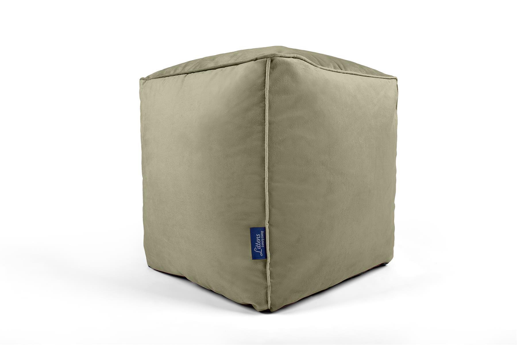Bolsa de Frijoles Cubo Cuadrado, Terciopelo Suave de Lujo, Reposapiés Puf Otomano, Tubería, 41 cm - Imagen 22 de 32