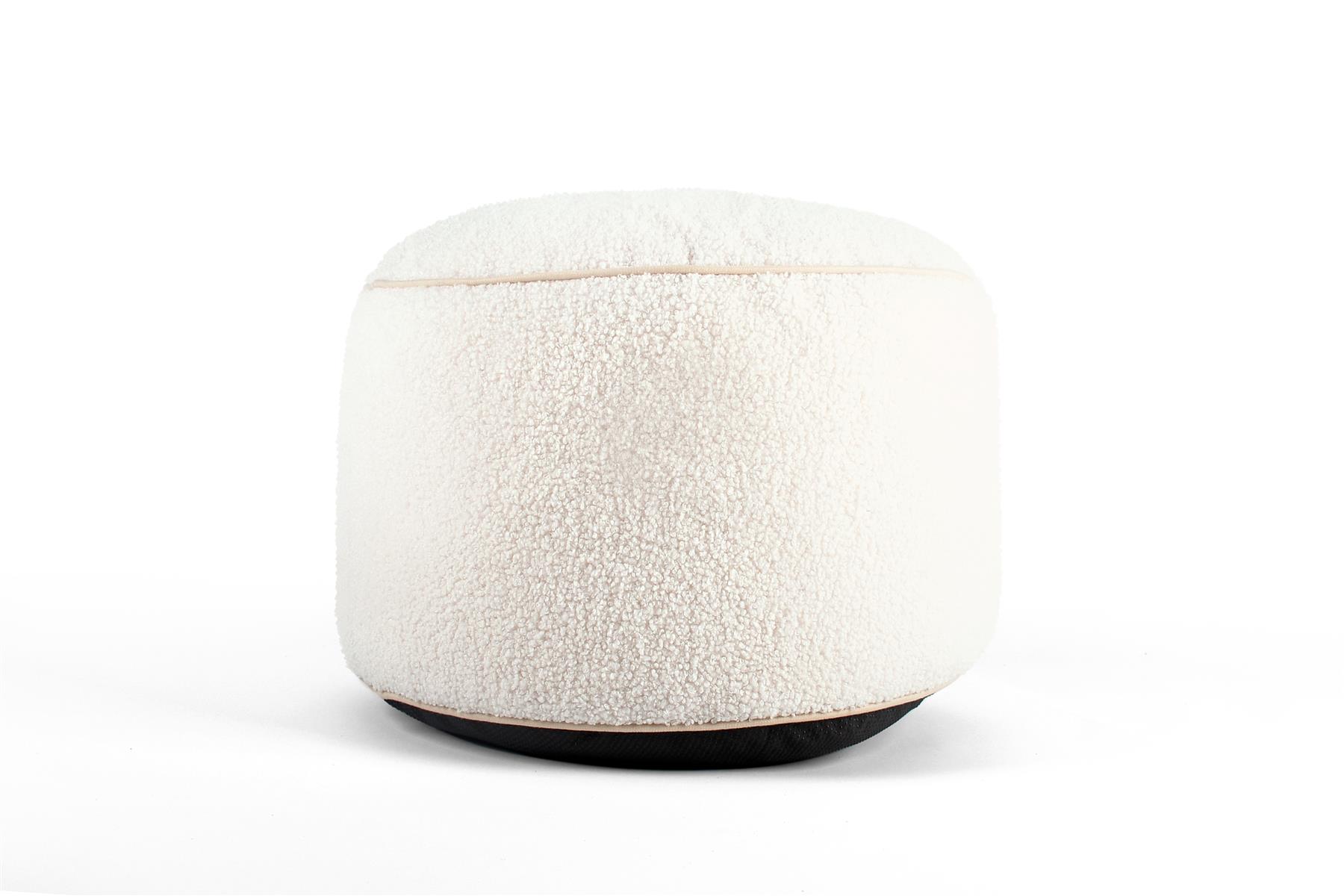 Teddy Boucle Round Footstool Bean Bag Pouffe Ottoman Low Seat 45cm x 25cm - Imagen 6 de 8