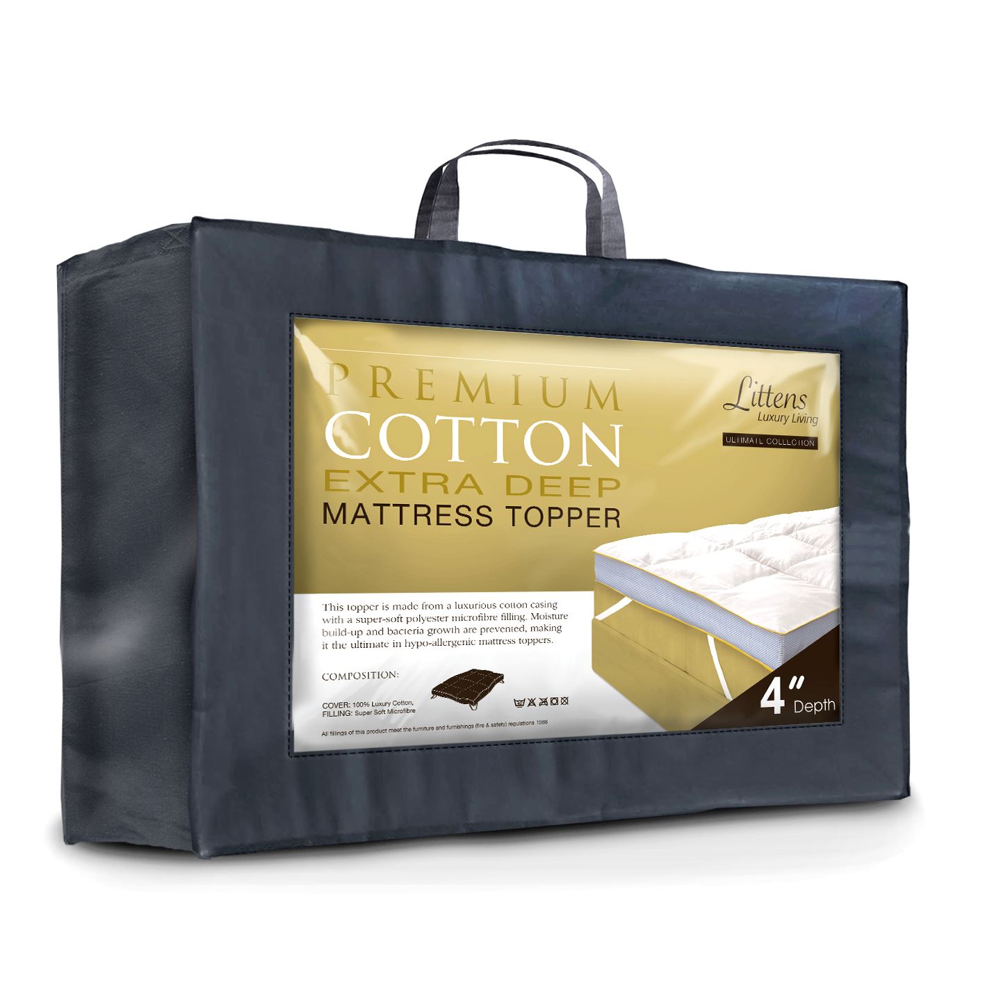 4" Ultimate Premium Cotton European Continental Down Soft Mattress Topper 10cm - Picture 9 of 16