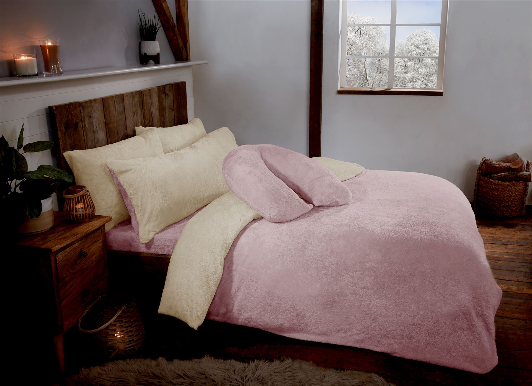Reversible Teddy Fleece Fur Soft Cosy Duvet Quilt Cover Set Inc Pillowcases - Picture 2 of 10