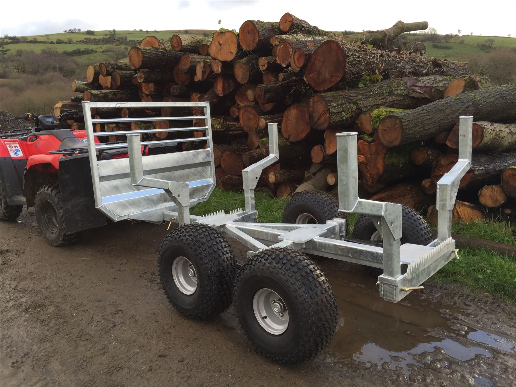 ATV Wood Log Lugger Timber Trailer Suitable for UTV's Small Tractors