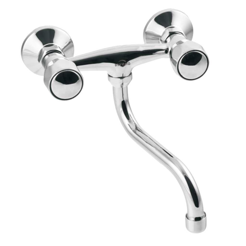 Kitchen Bathroom Wall Mounted Cold/Hot Water Tap Single Lever 20/25cm Spout