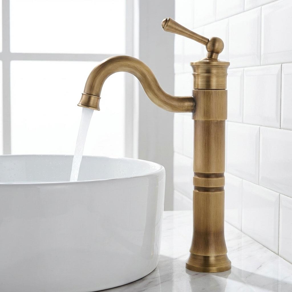 Retro Antique Brass Bathroom Sink Basin Mixer Taps