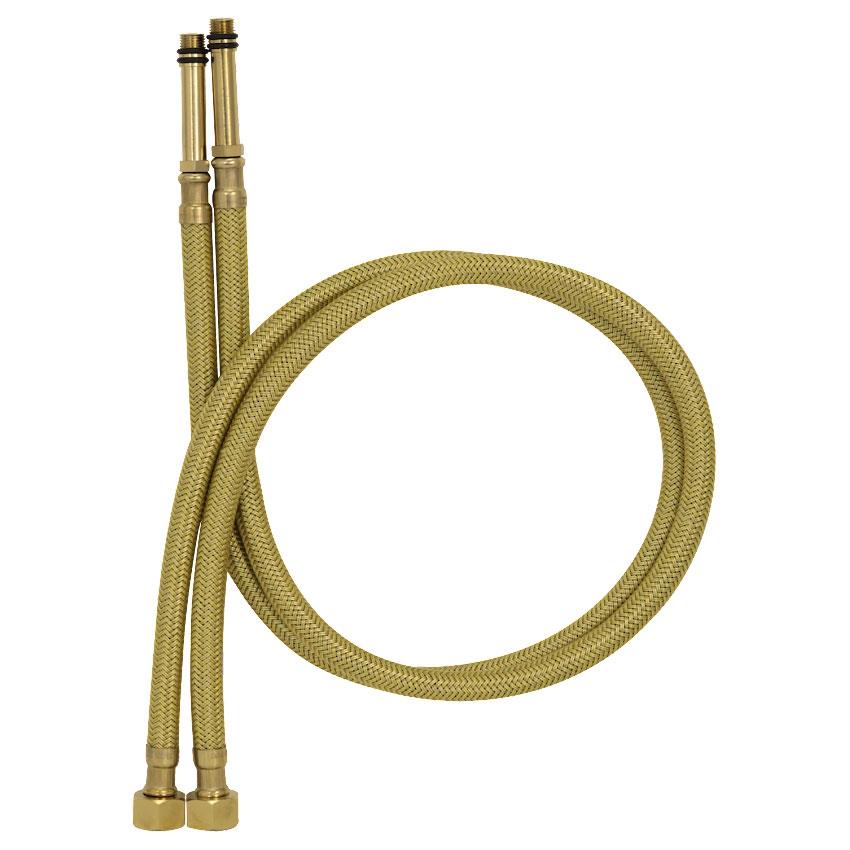 Conector flexible M10 x G3/8 2 x para manguera de cola de grifo dorado - Imagen 7 de 12