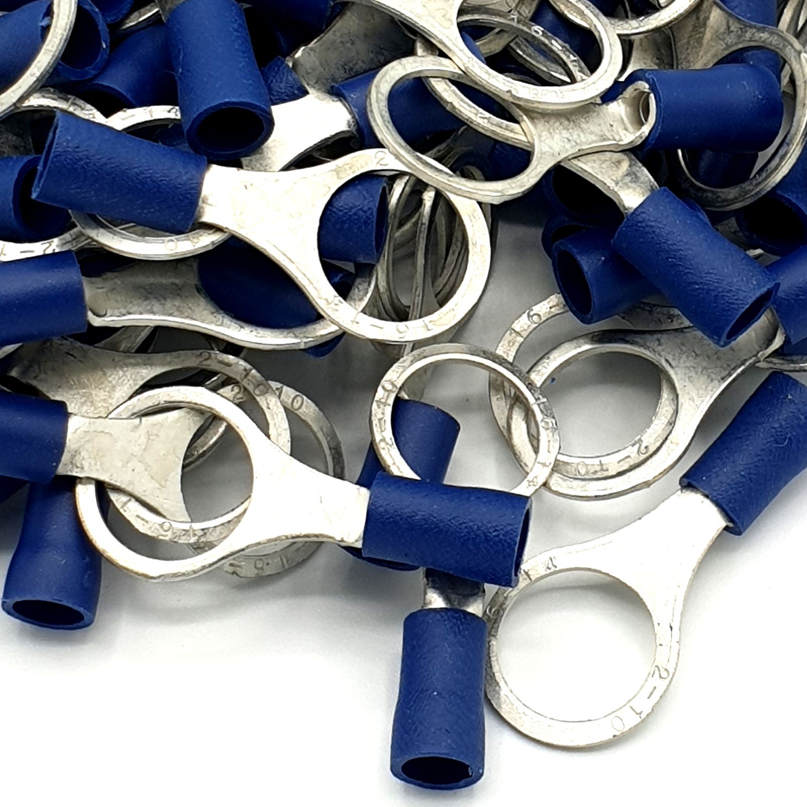 100pcs Blue Insulated Crimp Ring Terminals Connectors Various Stud Size