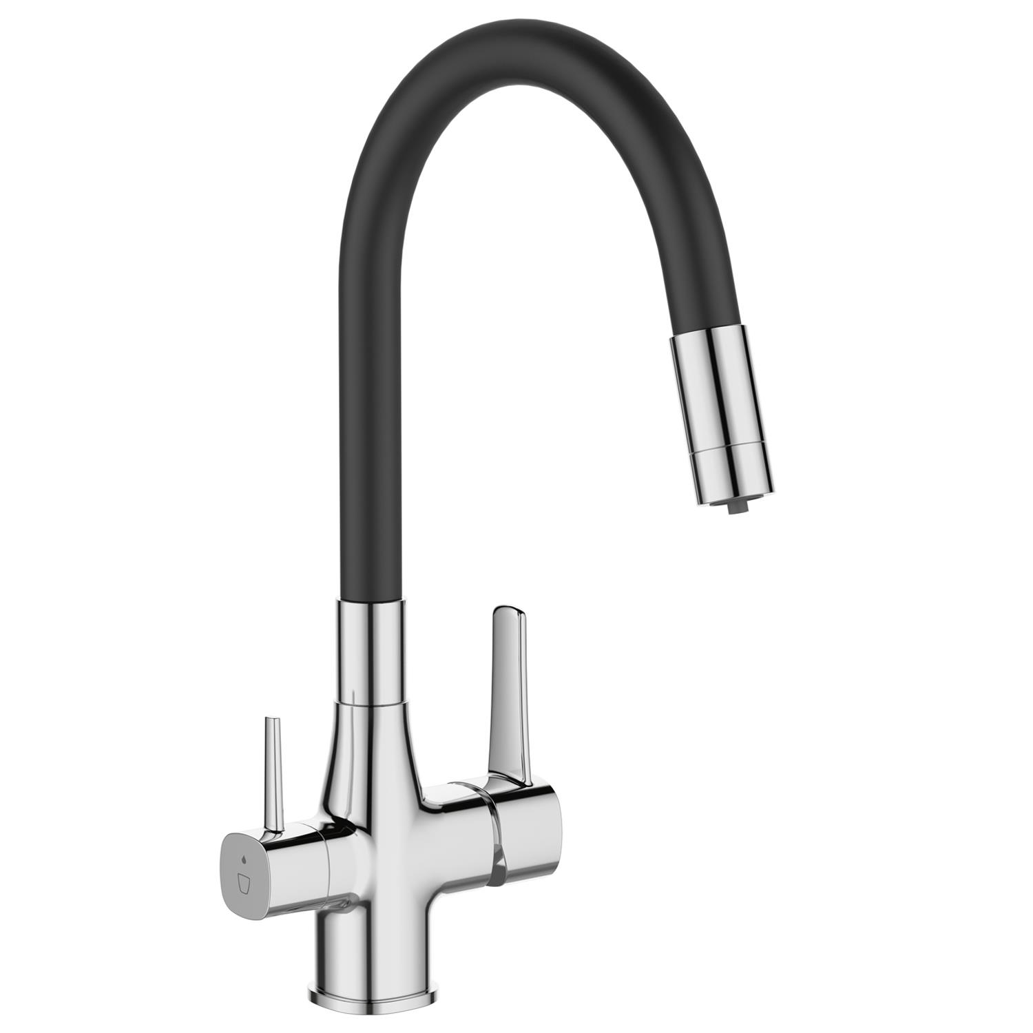 Kitchen Tap Black Flexible Spout Undersink Water Filter Set