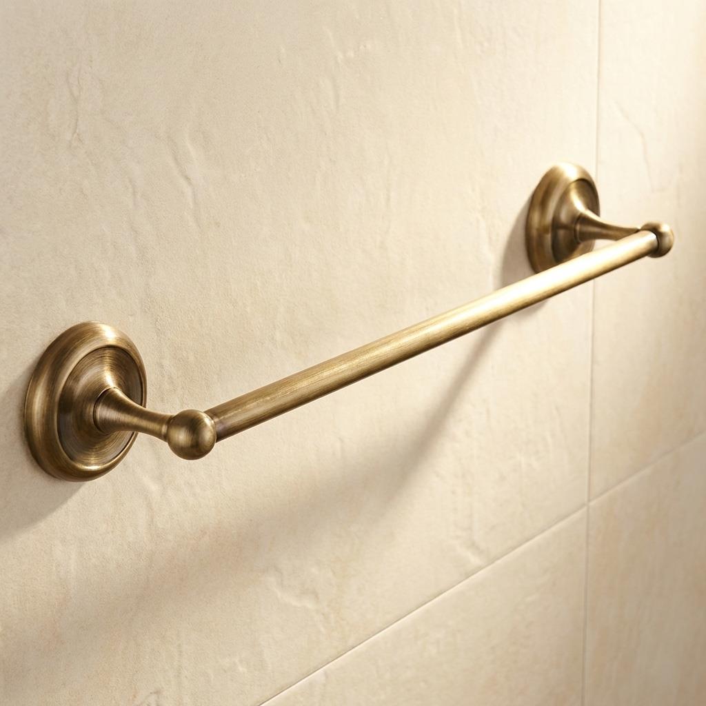 Retro Bathroom Antique Brass Wall Mounted Bath Rack Single Towel Bar 460/610mm