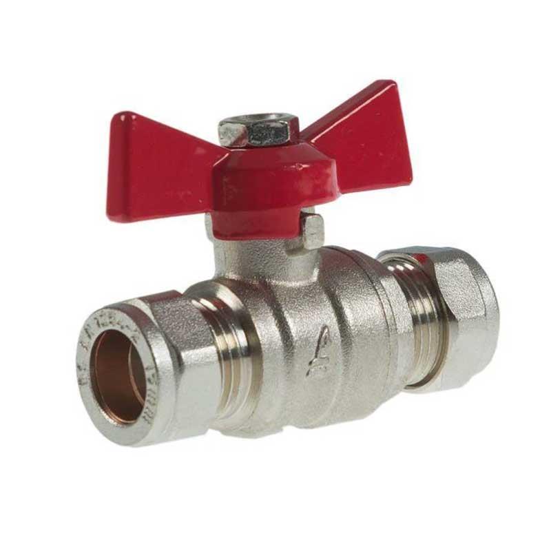 15mm Ball Valve Compression Butterfly Handle Red Blue WRAS Approved - Picture 4 of 4