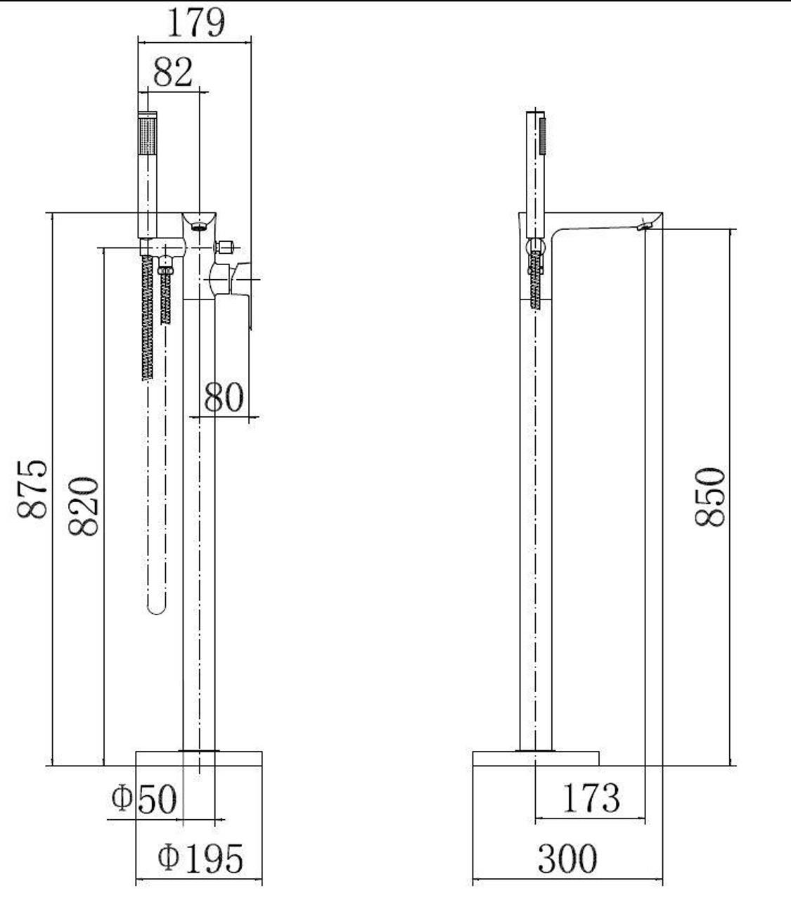 Grifo de baño independiente monomando bañera ducha alta mezclador - Imagen 7 de 11