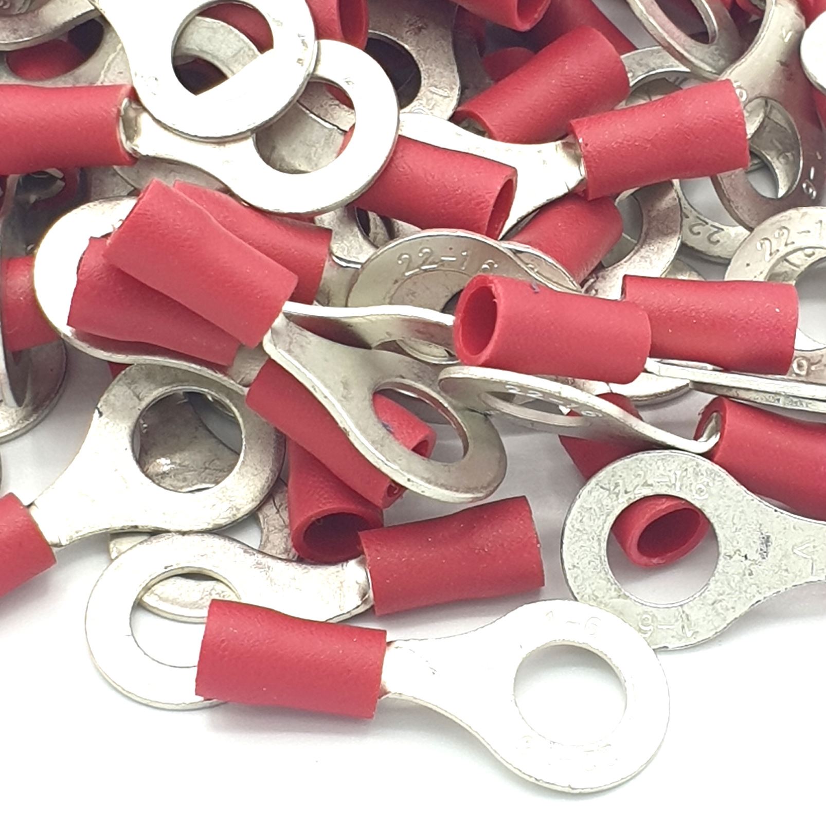 B&Q - 100Pcs Red Insulated Crimp Ring Terminals 3.2mm Stud Size Connectors - Image 2