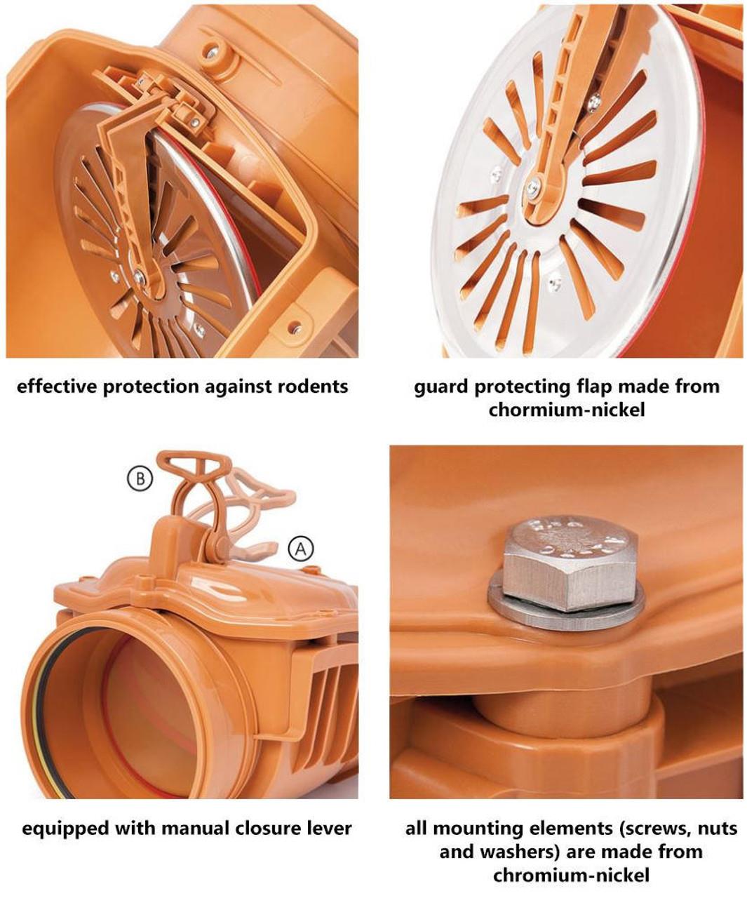 110-200mm Polypropylene Check Non-Return Anti-Flood Valve Backwater Prevented - Picture 15 of 20