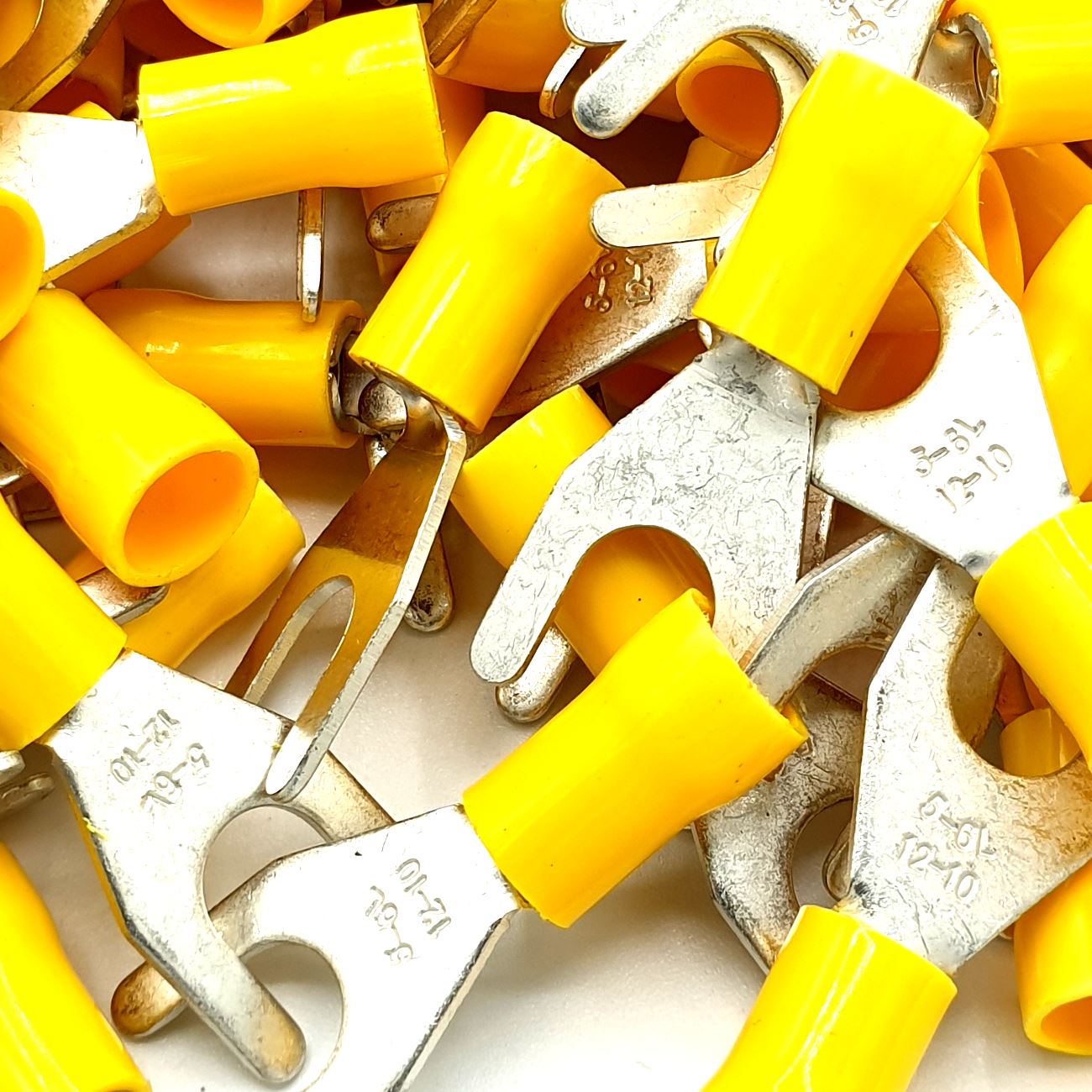 100 x Yellow Cable Crimp Fork Spade Terminals Connectors eBay
