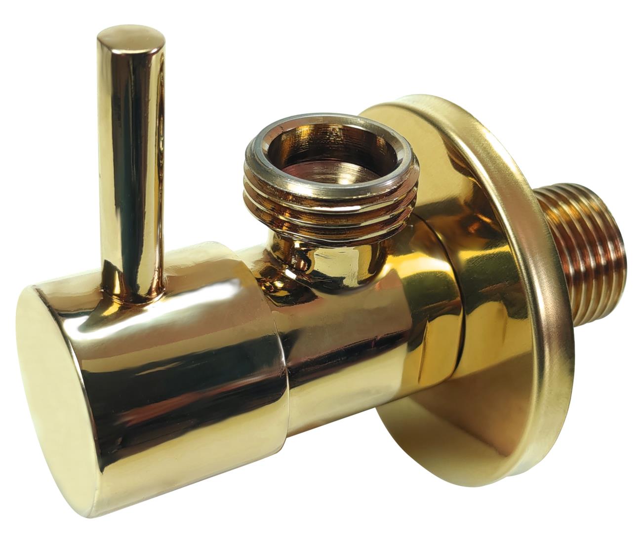 Gold Sink Toilet Isolation Valve Tap Cut-Off Long Lever - Picture 2 of 3