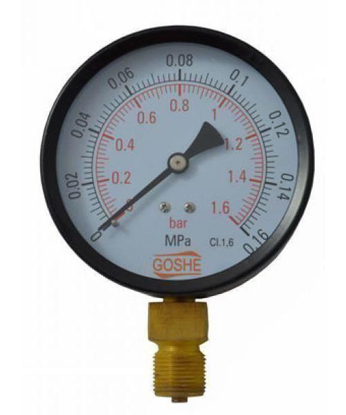 100mm 1-16 Bar Side Entry Manometer Pressure Gauge M20x1,5 + 1/2"" BSP Reduction