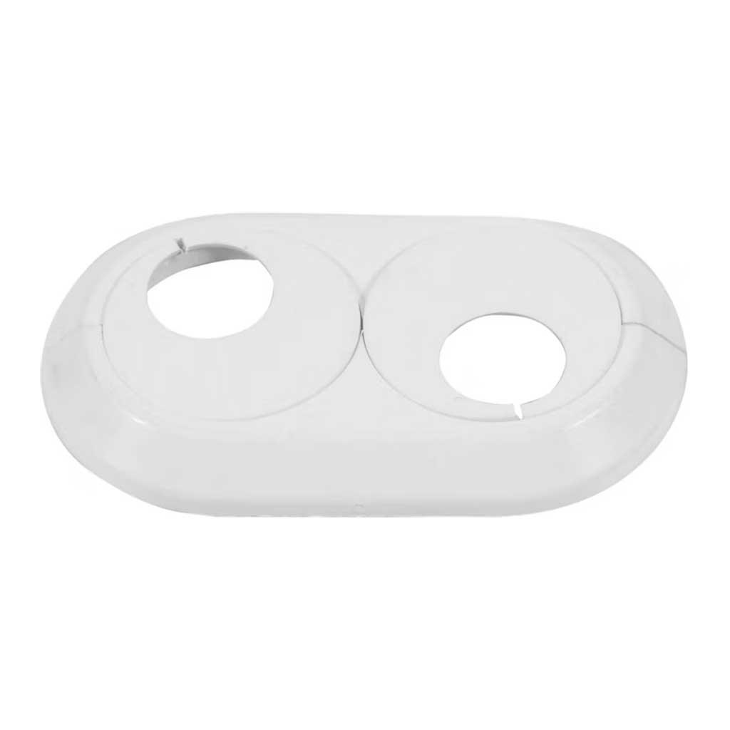 15mm-28mm Double PVC White Radiator Plastic Water Pipe Cover Collar Rose - Picture 8 of 13