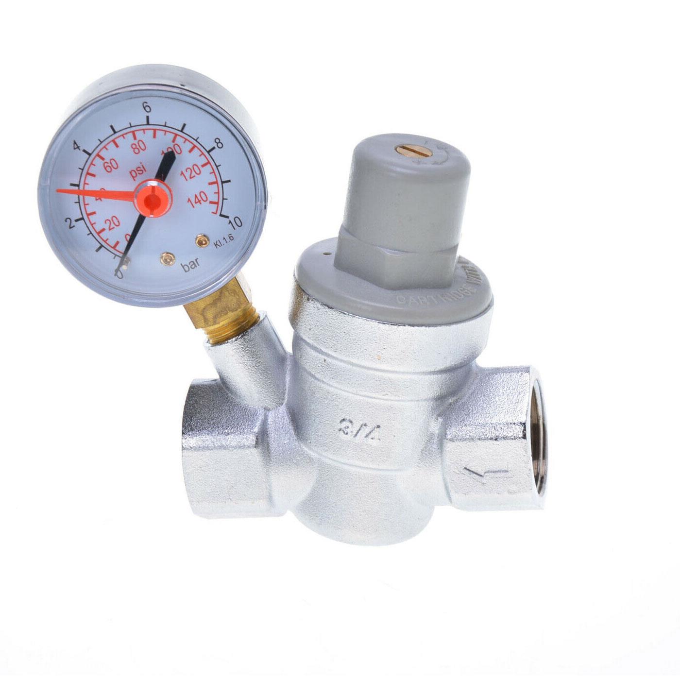 Water Pressure Reducing Valve with Gauge PRV 1/2 3/4
