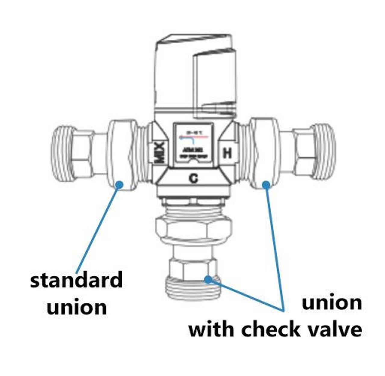 3x Union Fittings Set For 3-way Mixing Valves Connection - Picture 4 of 6