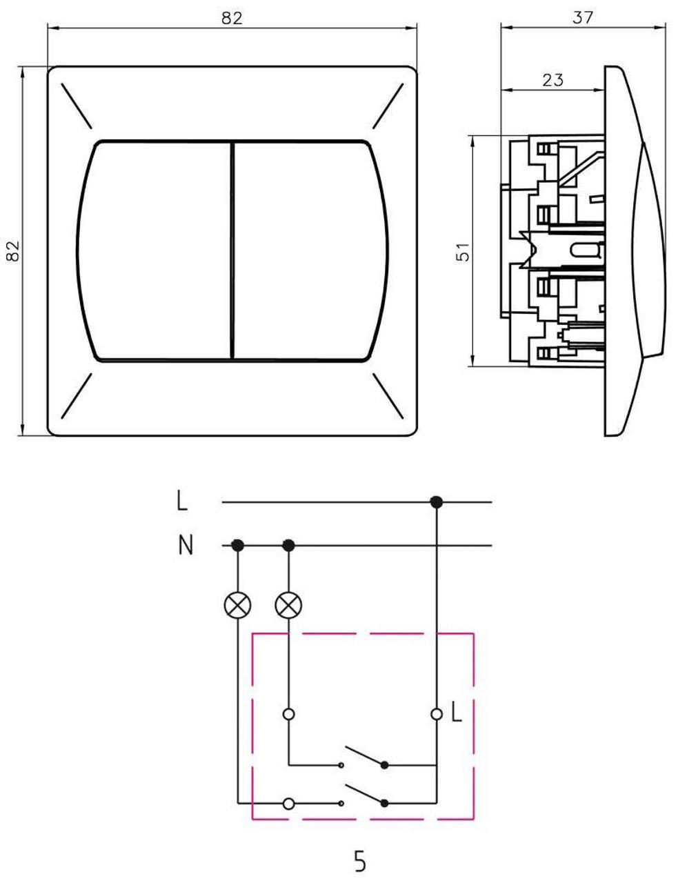 Interruptor de luz interior básico simple doble botón placa de pared de clic tres colores - Imagen 6 de 8