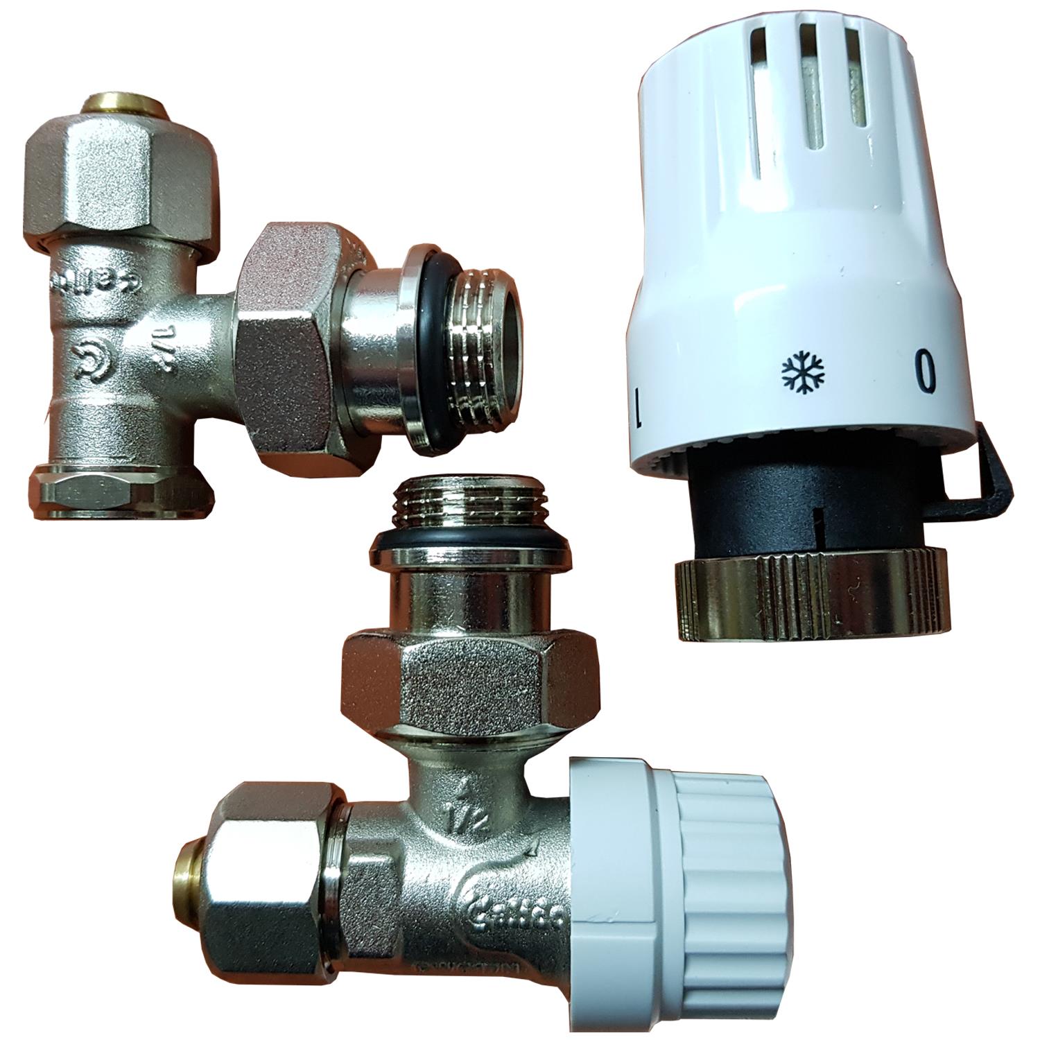 Juego de válvulas de latón de radiador termostático estándar de 1/2 pulgada x sistema PEX 16 mm - Imagen 4 de 5