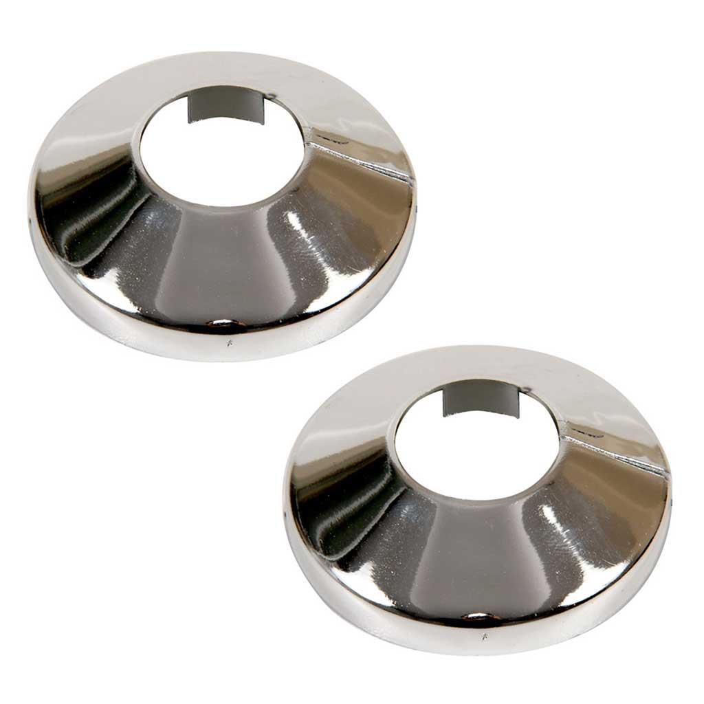 2x Pieces Chromed PVC Plastic Radiator Pipe Cover Collar Rose 15-28mm Diameter