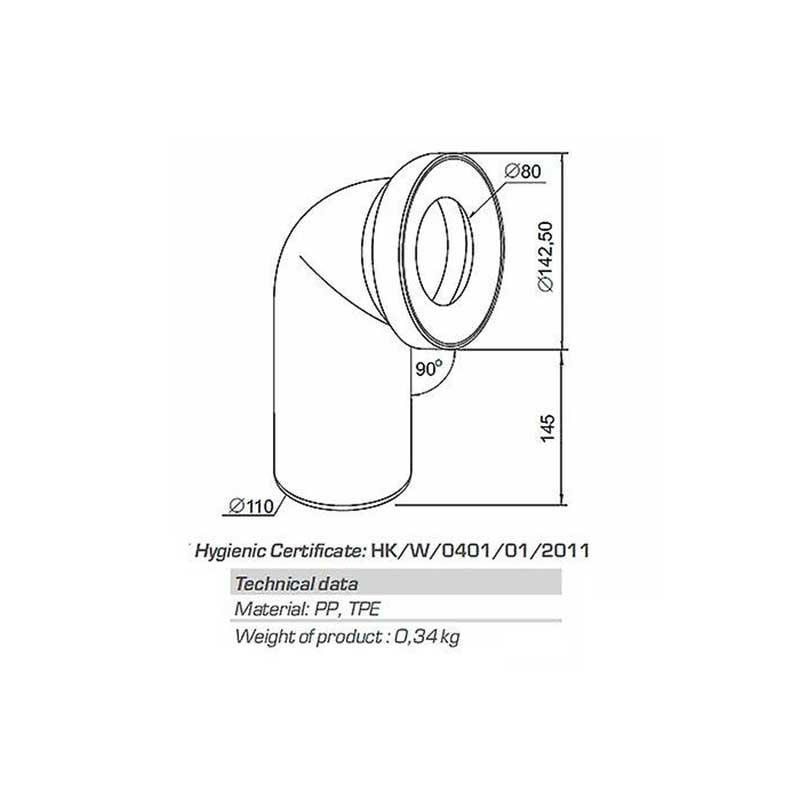 Conector de sartén de aguas residuales de inodoro tubería de suelo 110 mm codo - Imagen 8 de 8