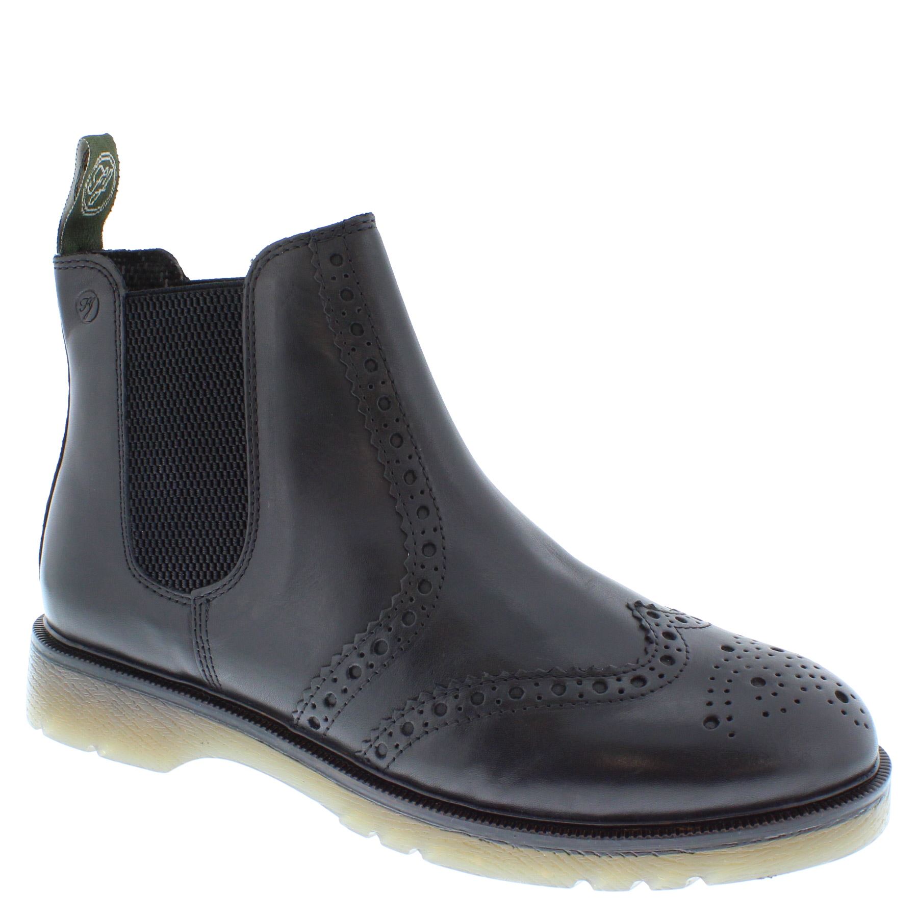 Herren Leder Hellbraun Chelsea Händler Brogue Stiefel Gepolstert Warkton Braun Schwarz - Bild 2 von 41