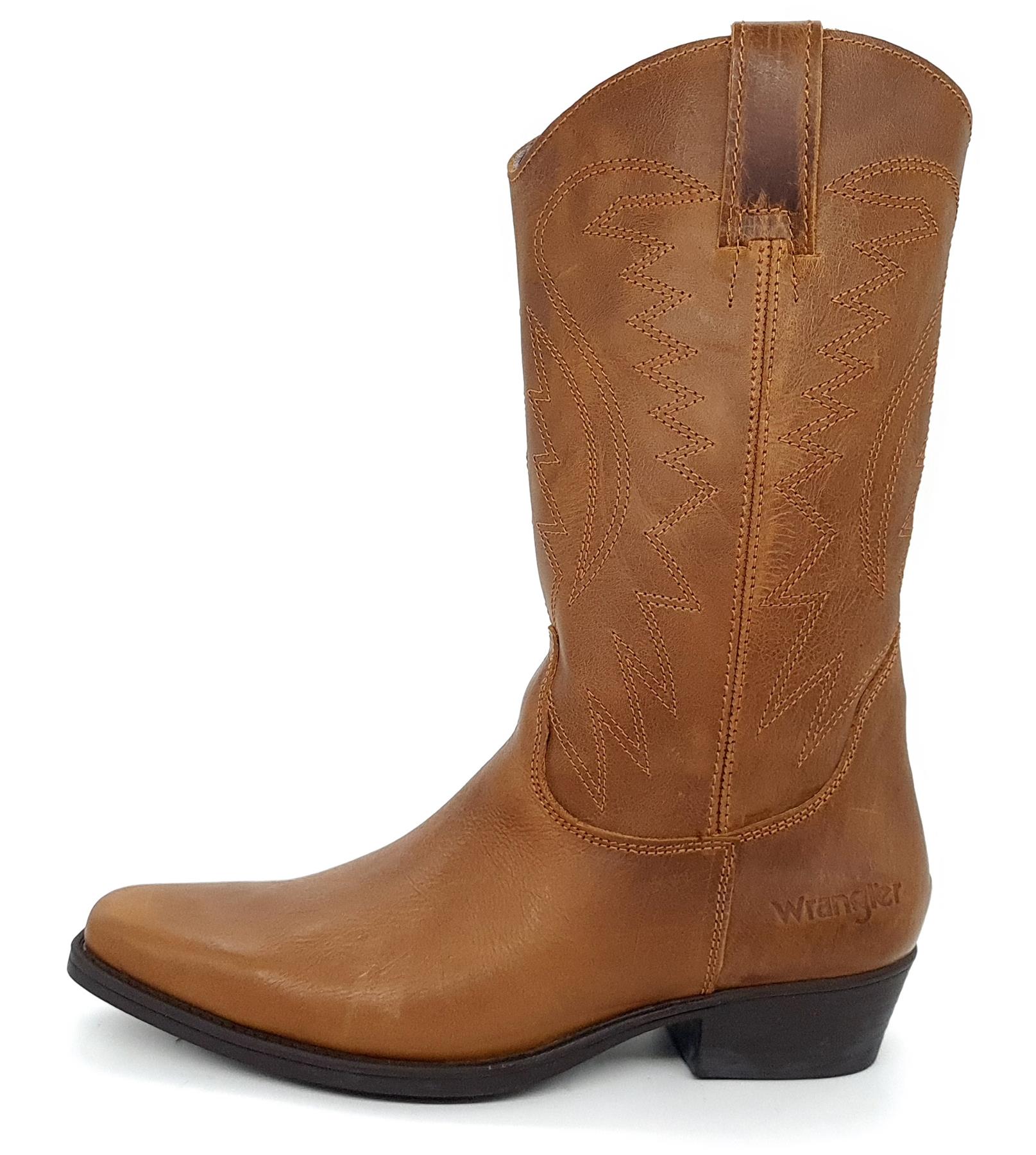 Botas vaqueras Wrangler Tex Hi de cuero marrón para hombre - Imagen 8 de 14
