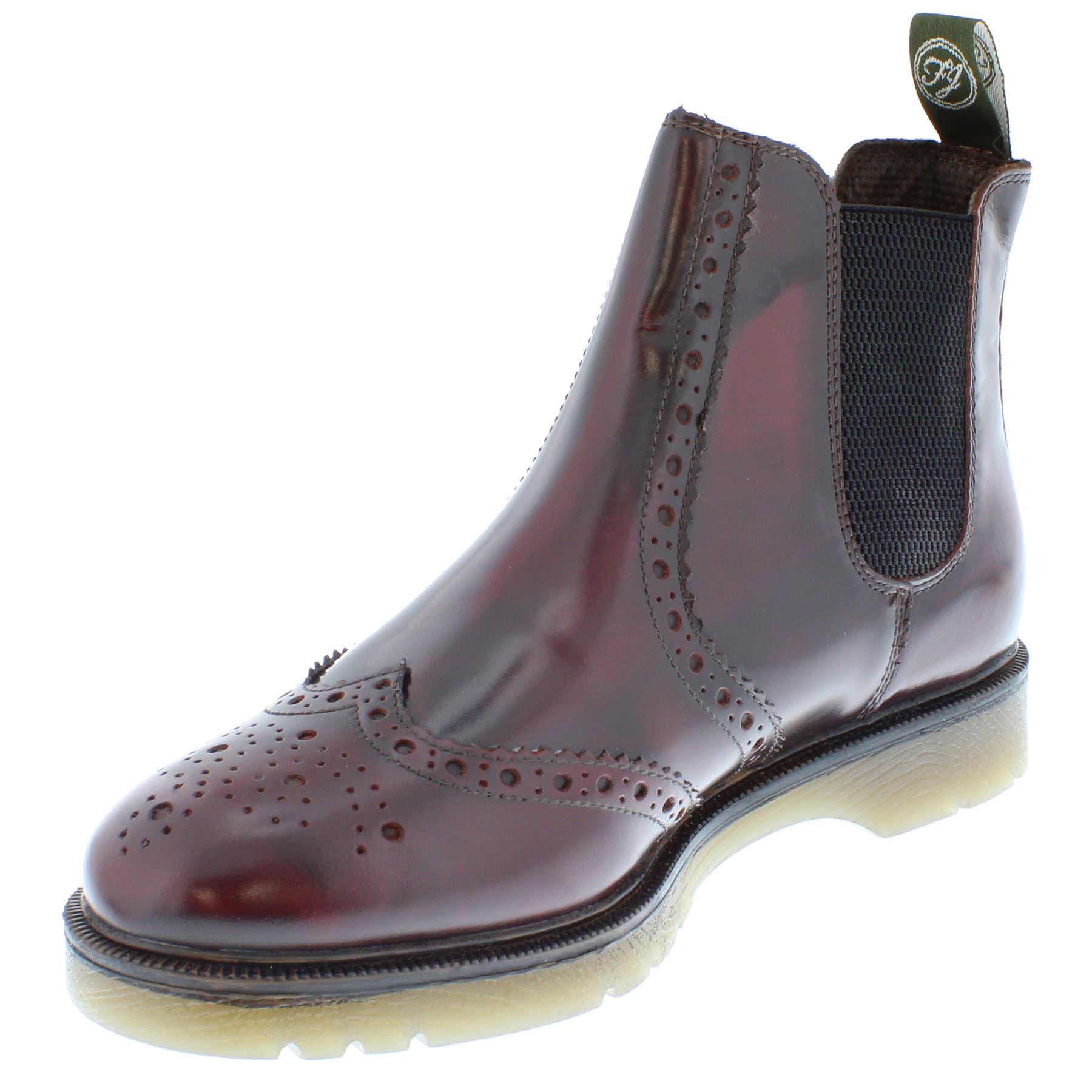 Herren Leder Hellbraun Chelsea Händler Brogue Stiefel Gepolstert Warkton Braun Schwarz - Bild 28 von 41