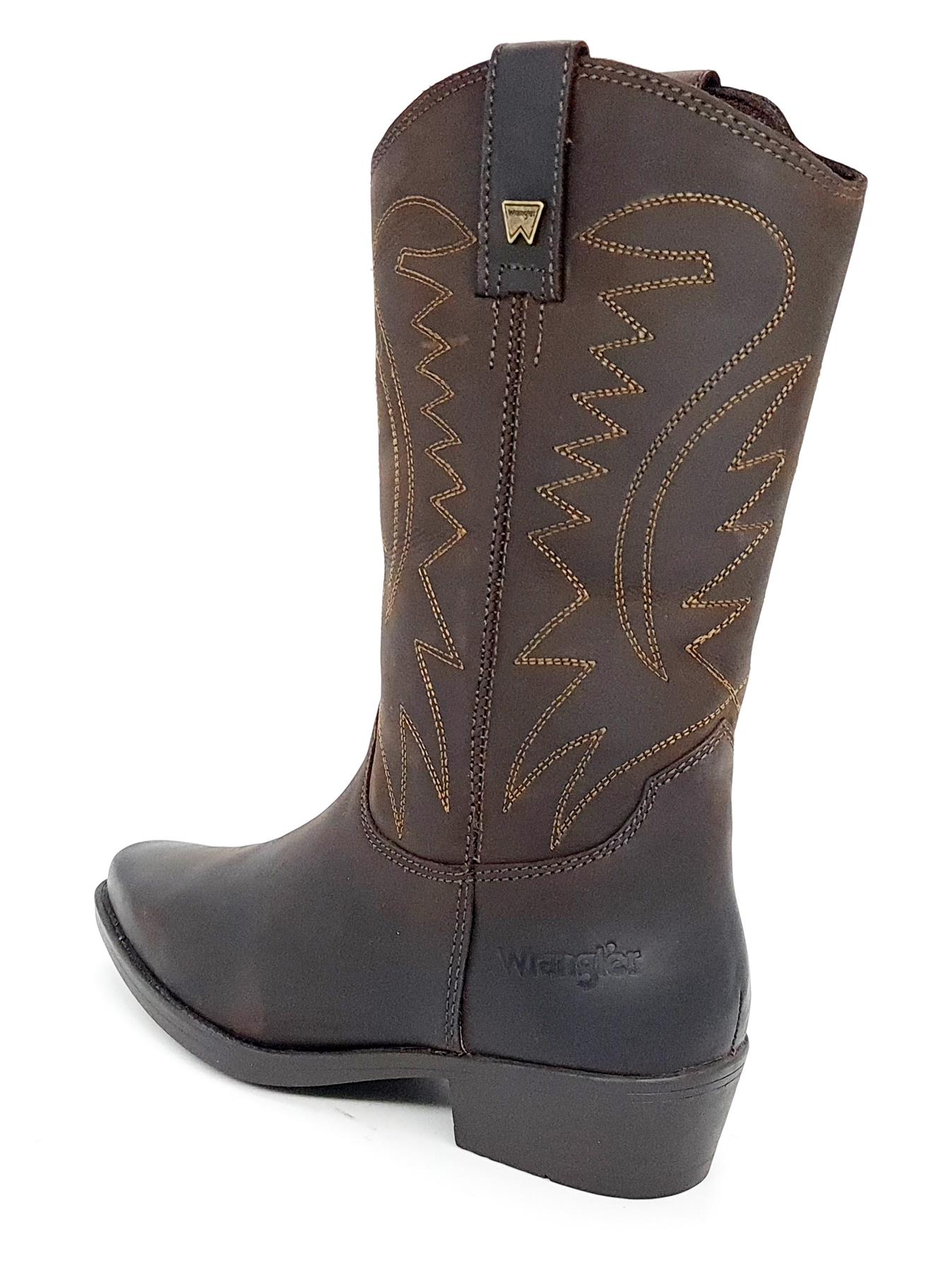 Botas vaqueras Wrangler Tex Hi de cuero marrón para hombre - Imagen 13 de 14
