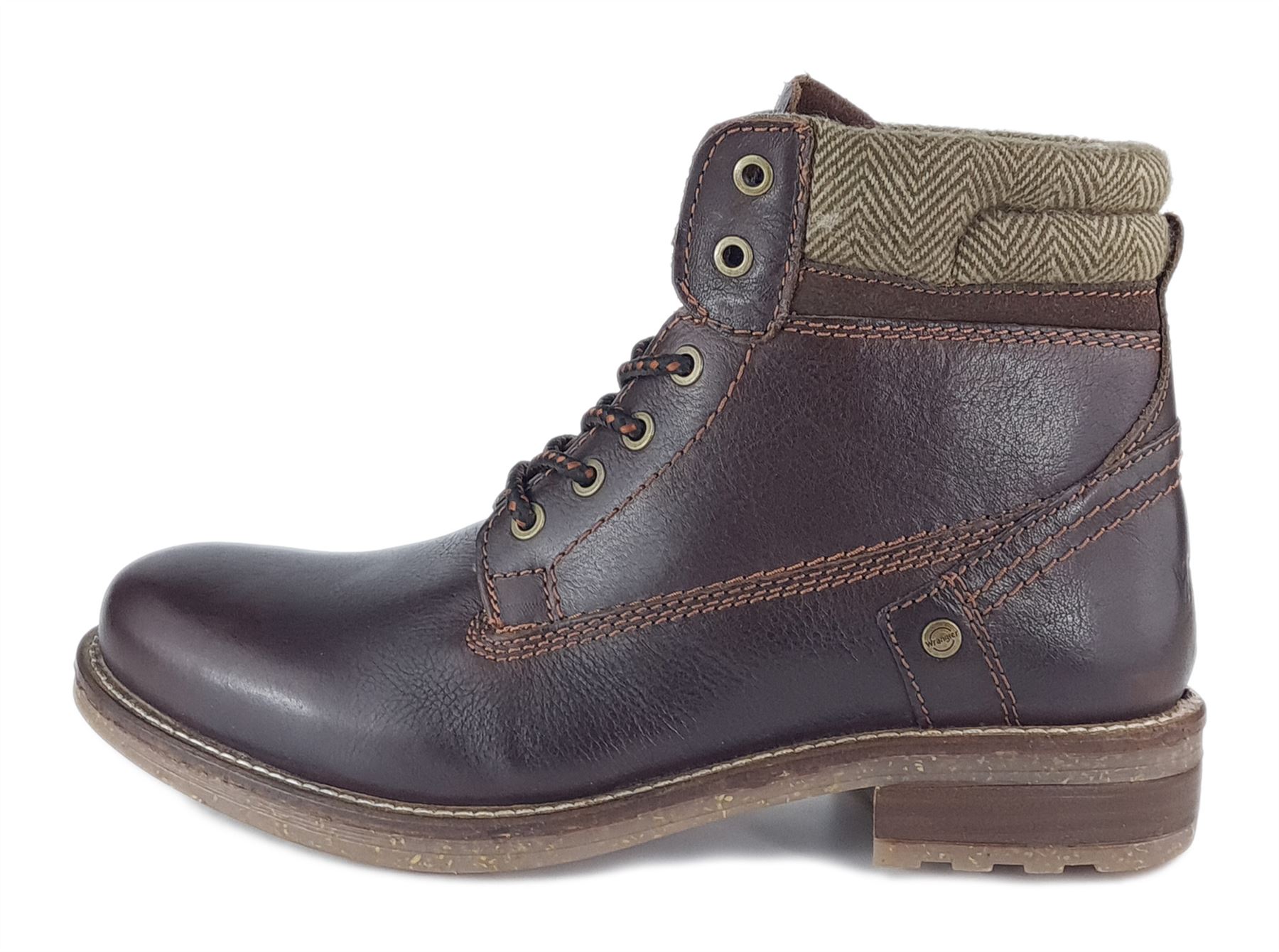 Botas Wrangler Encaje Cuero Para Hombre Cuero Tweed Marrón Caminar Talla 7 8 9 10 11 12 - Imagen 8 de 11