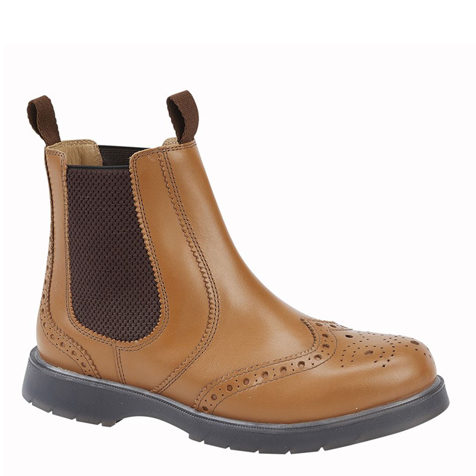 Grafters M 281 Men's Leather Pull On Brogue Chelsea Dealer Boots - Picture 4 of 5