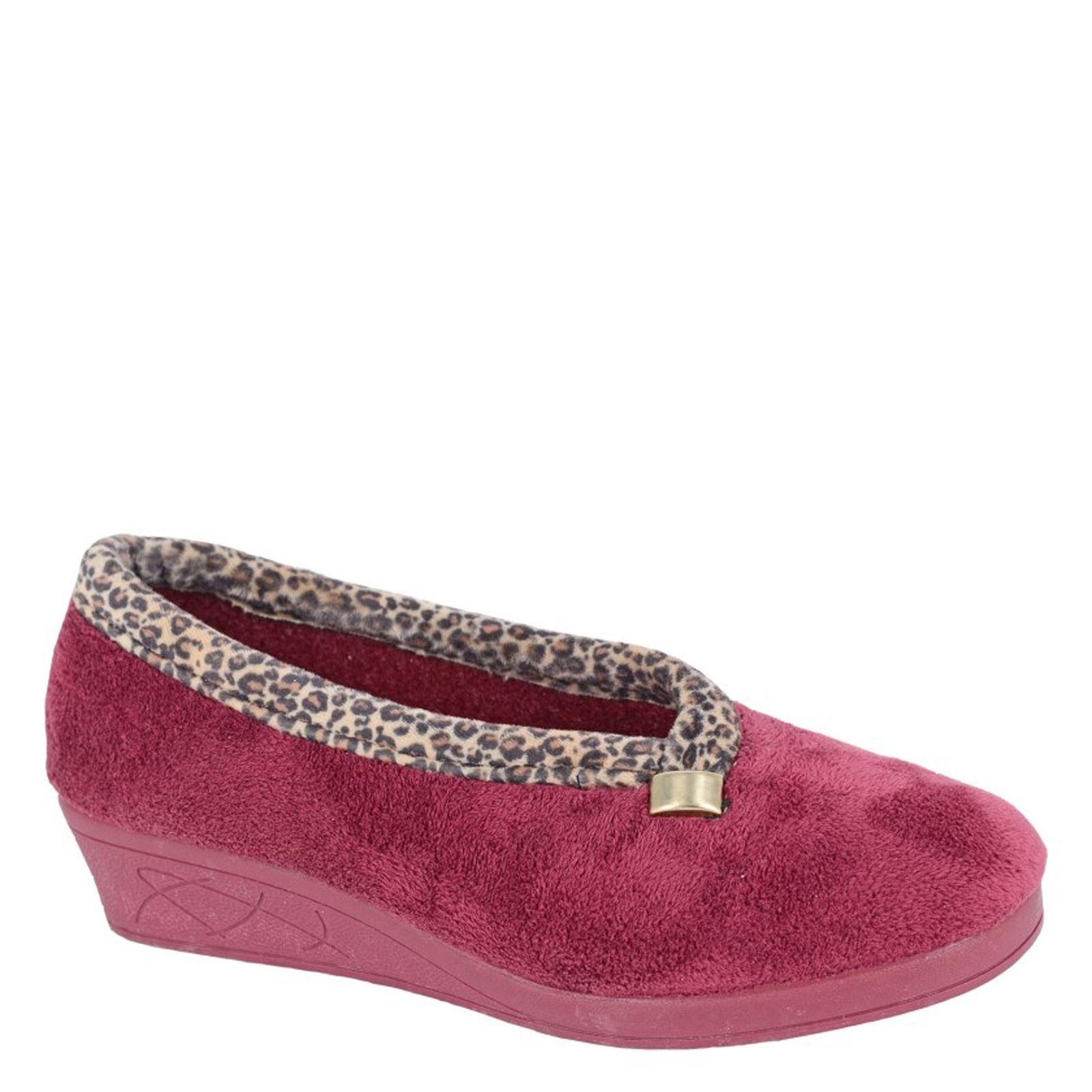 Zapatillas de terciopelo Sleepers Dawn con estampado de leopardo y cuña sin cordones para dama - Imagen 4 de 5