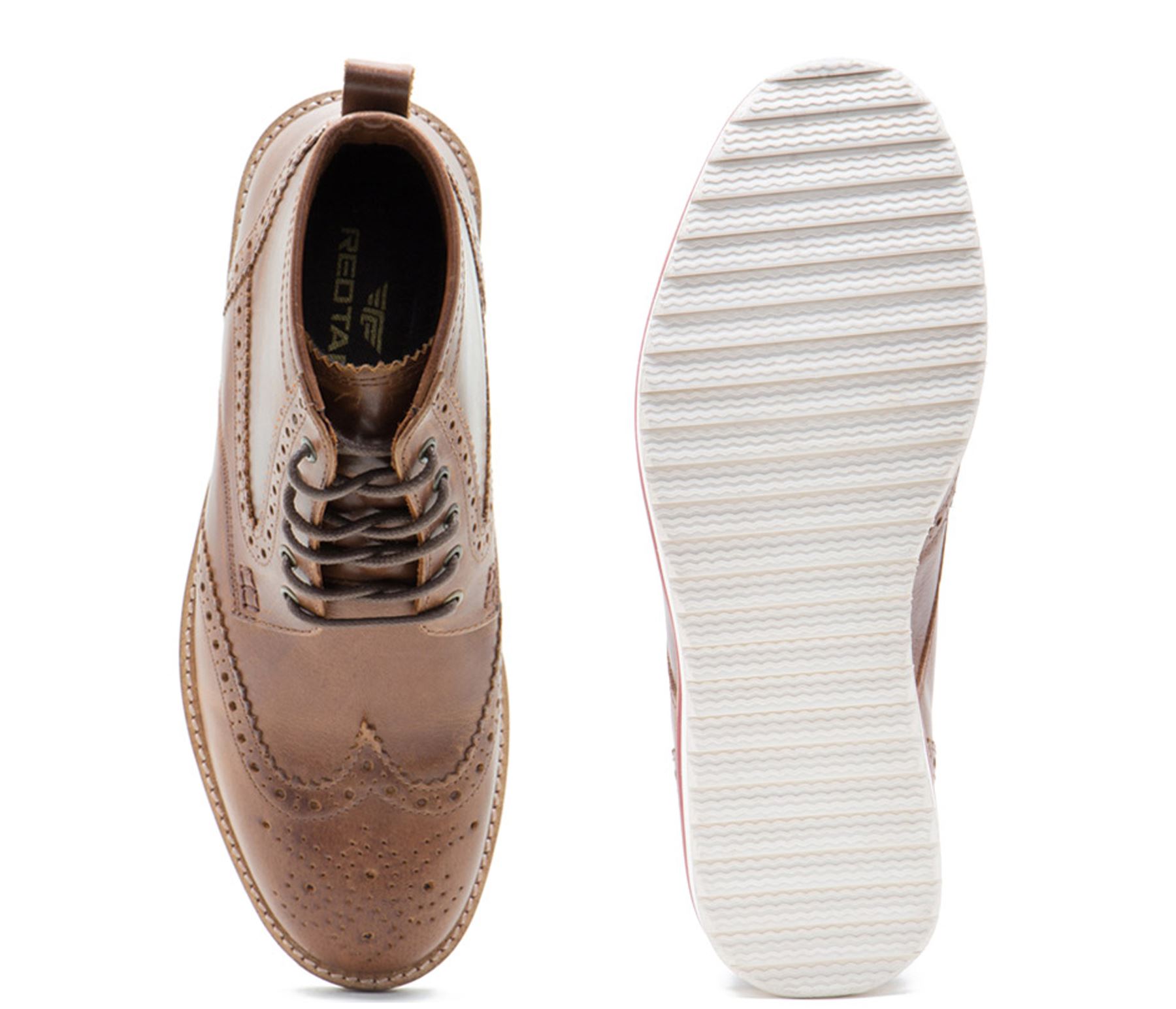Contraste con roja suela Horwood de botas cordones Cinta Brogue hombre Tan para cuero a1q0Xfdaw