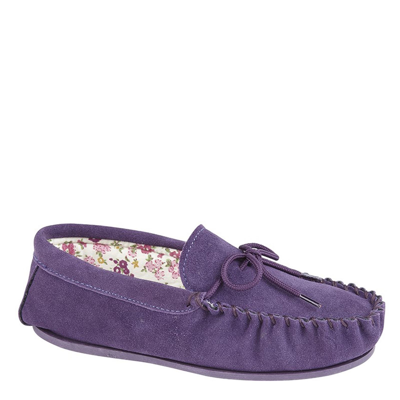 Mokkers Lily Ladies' Suede Slip On Moccasin Slippers - Picture 10 of 13