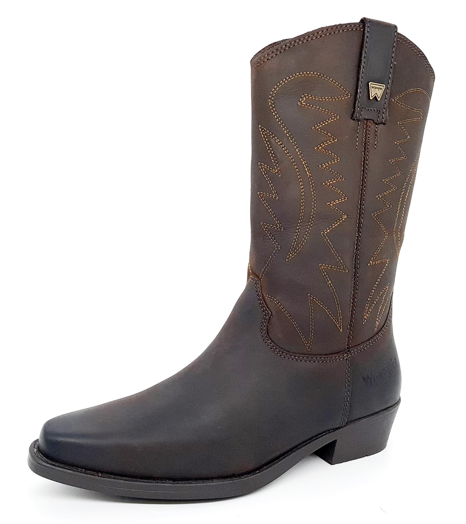 Botas vaqueras Wrangler Tex Hi de cuero marrón para hombre - Imagen 11 de 14