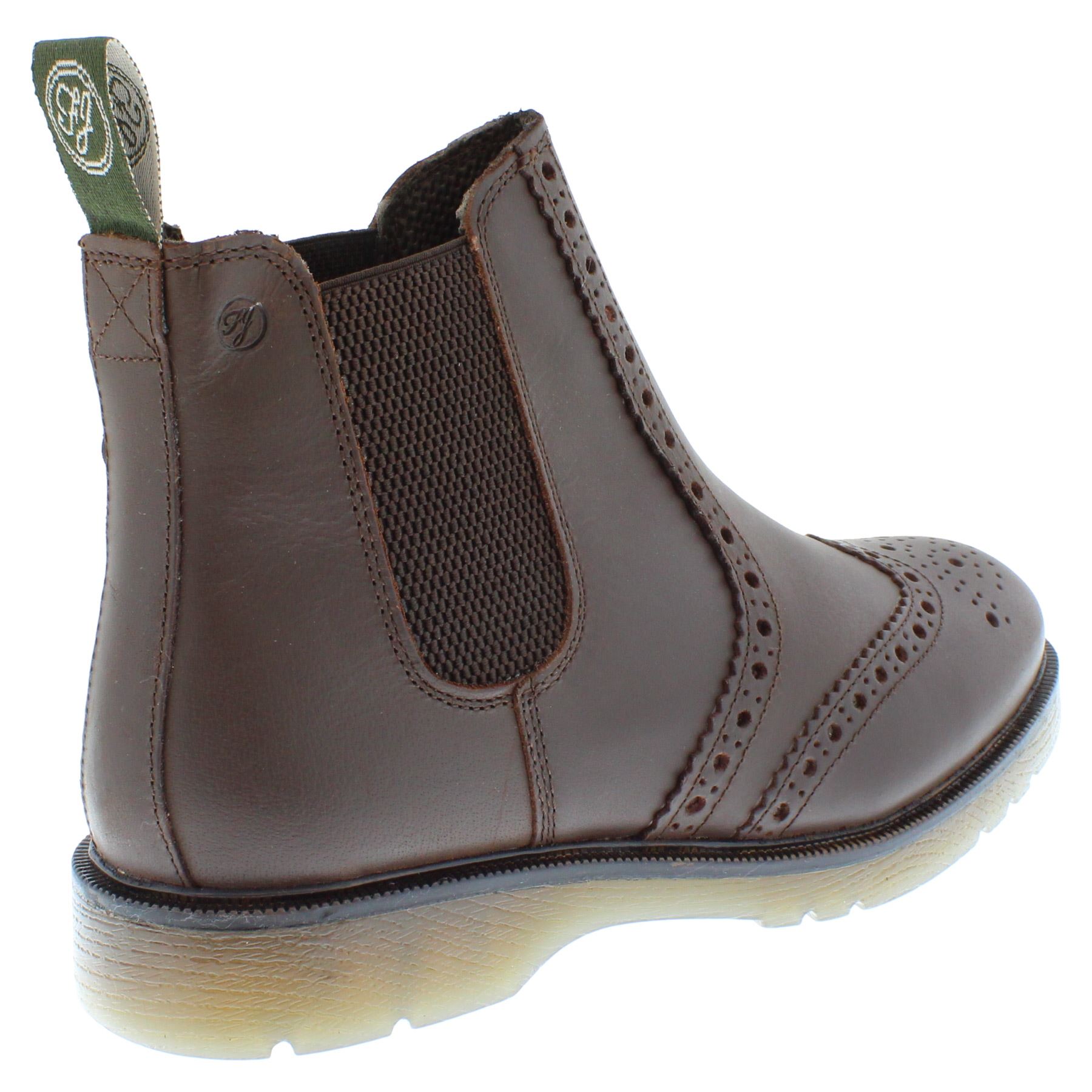 Herren Leder Hellbraun Chelsea Händler Brogue Stiefel Gepolstert Warkton Braun Schwarz - Bild 23 von 41