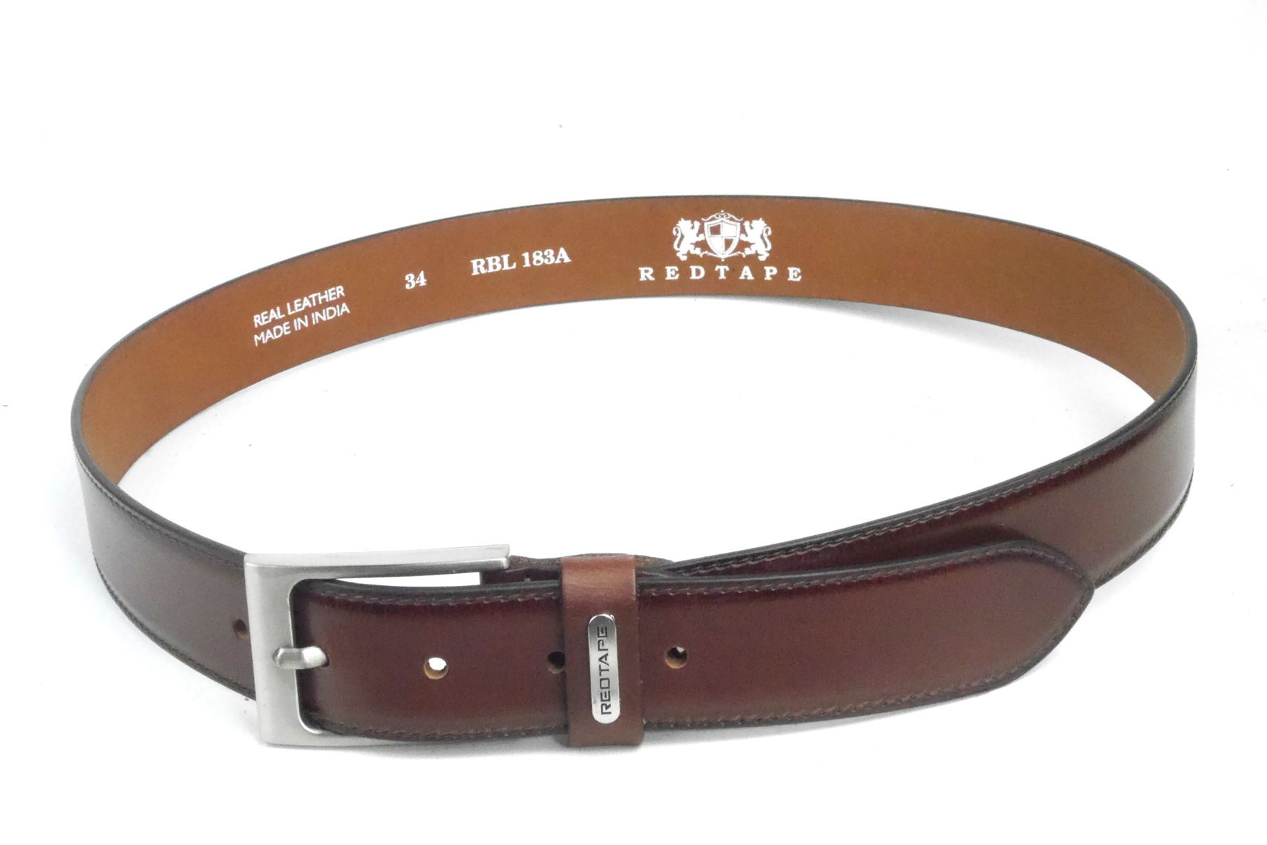 Cinturones de cuero para hombre Red Tape marrón bronceado bordo negro - Imagen 7 de 9
